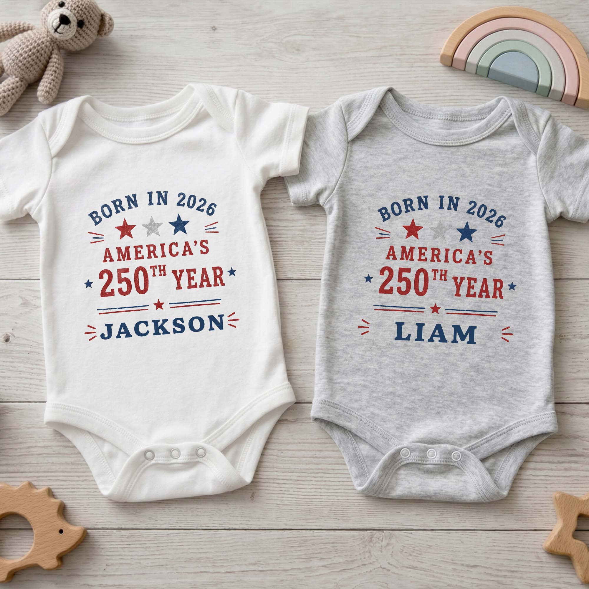 Personalized Custom Baby Onesie Custom Name 4th of July Gift Baby Onesie GradoCreations