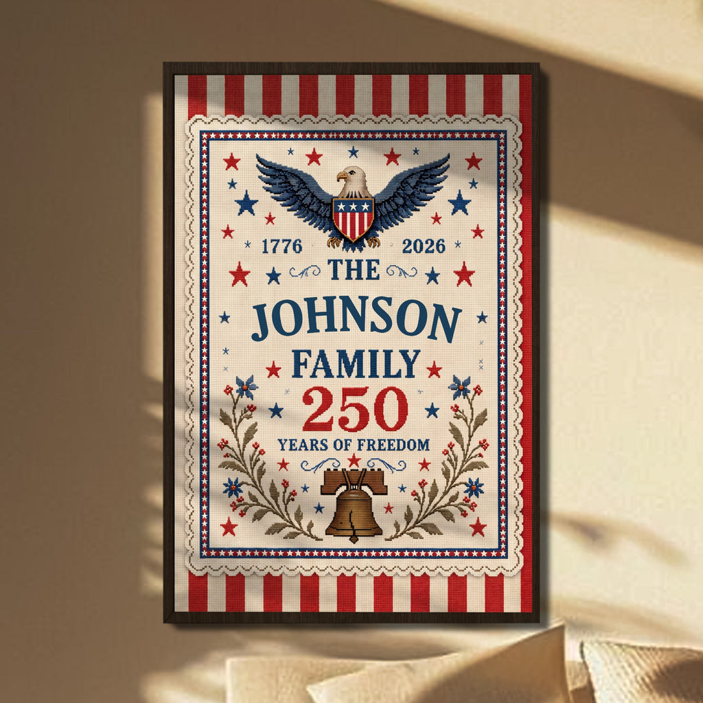 Personalized Custom Family Vertical Poster with Eagle & Liberty Bell Poster GradoCreations