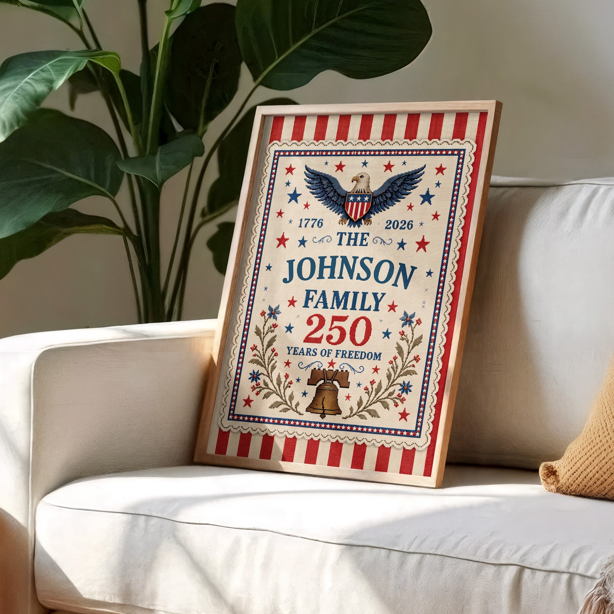 Personalized Custom Family Vertical Poster with Eagle & Liberty Bell Poster GradoCreations