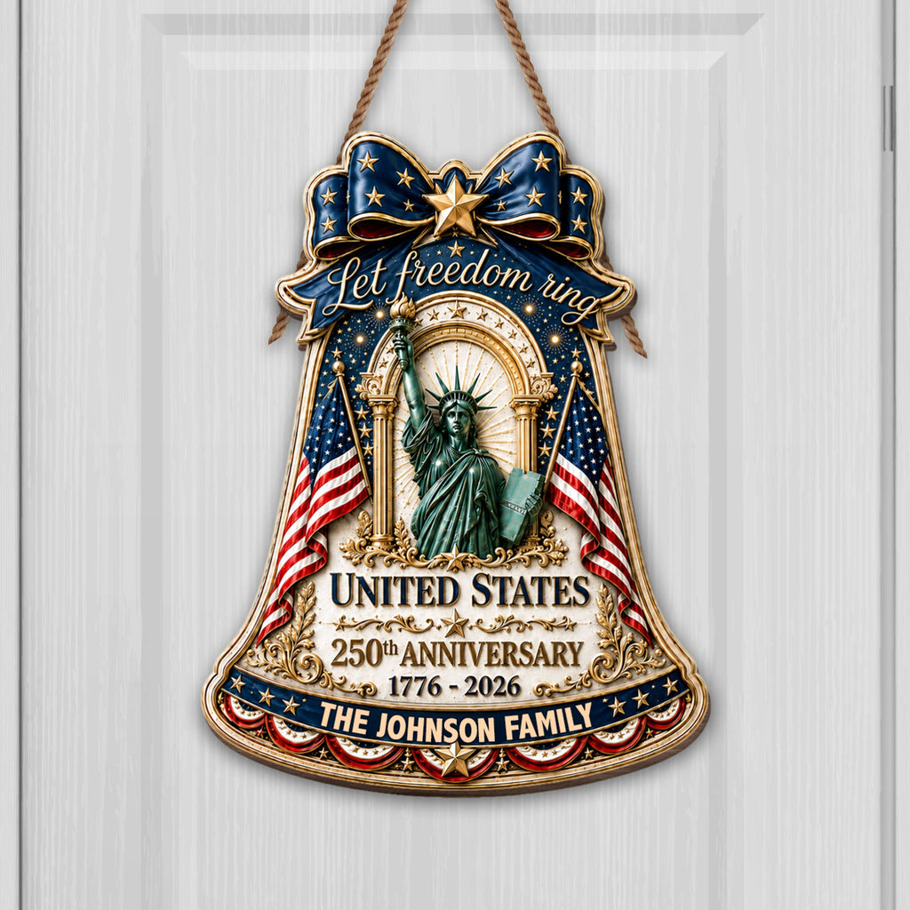 Personalized Wood Sign with American Flag Custom Family Name Gift Wood Sign GradoCreations