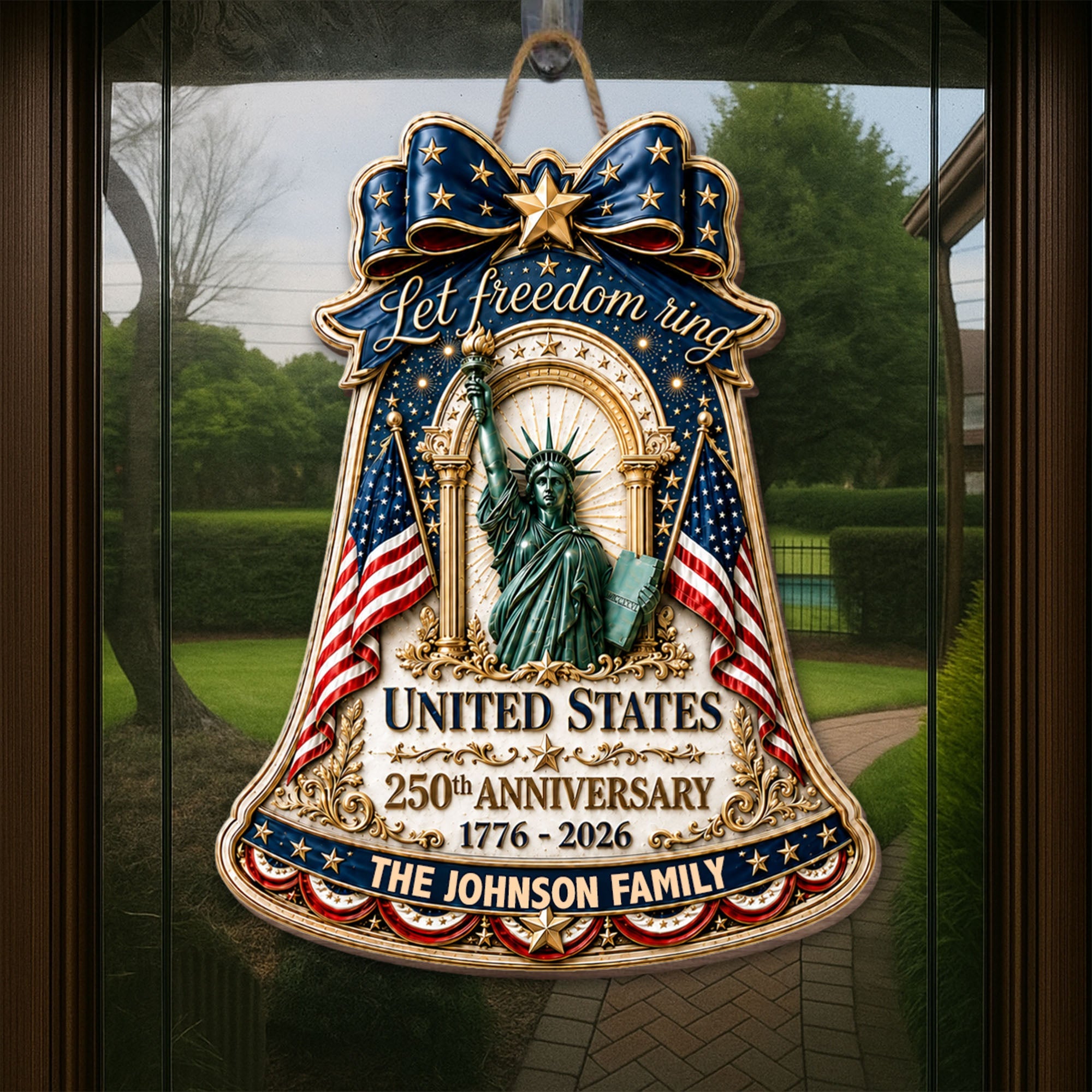 Personalized Wood Sign with American Flag Custom Family Name Gift Wood Sign GradoCreations