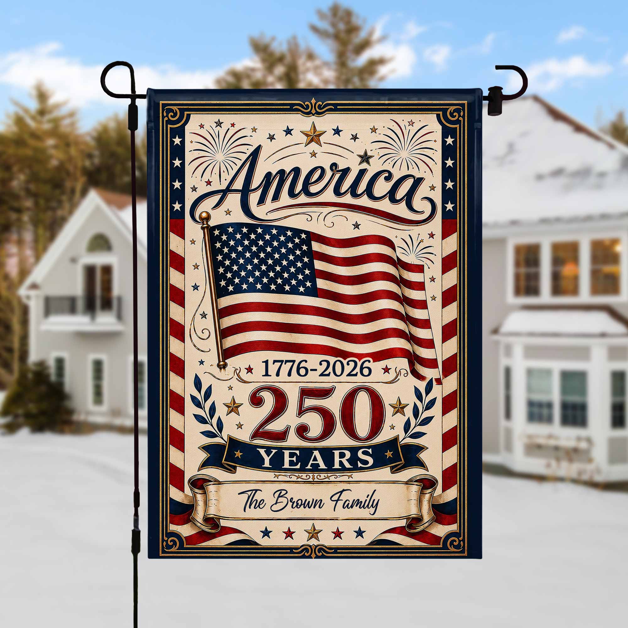 Personalized Double-Sided Garden Flag USA Family Celebration Garden Flag GradoCreations