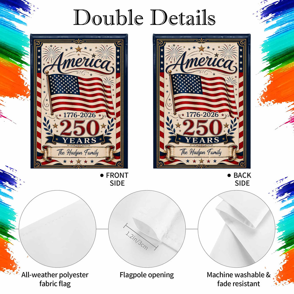 Personalized Double-Sided Garden Flag USA Family Celebration Garden Flag GradoCreations