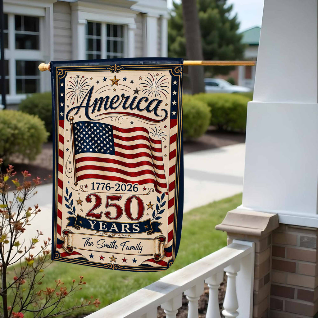 Personalized Double-Sided Garden Flag USA Family Celebration Garden Flag GradoCreations