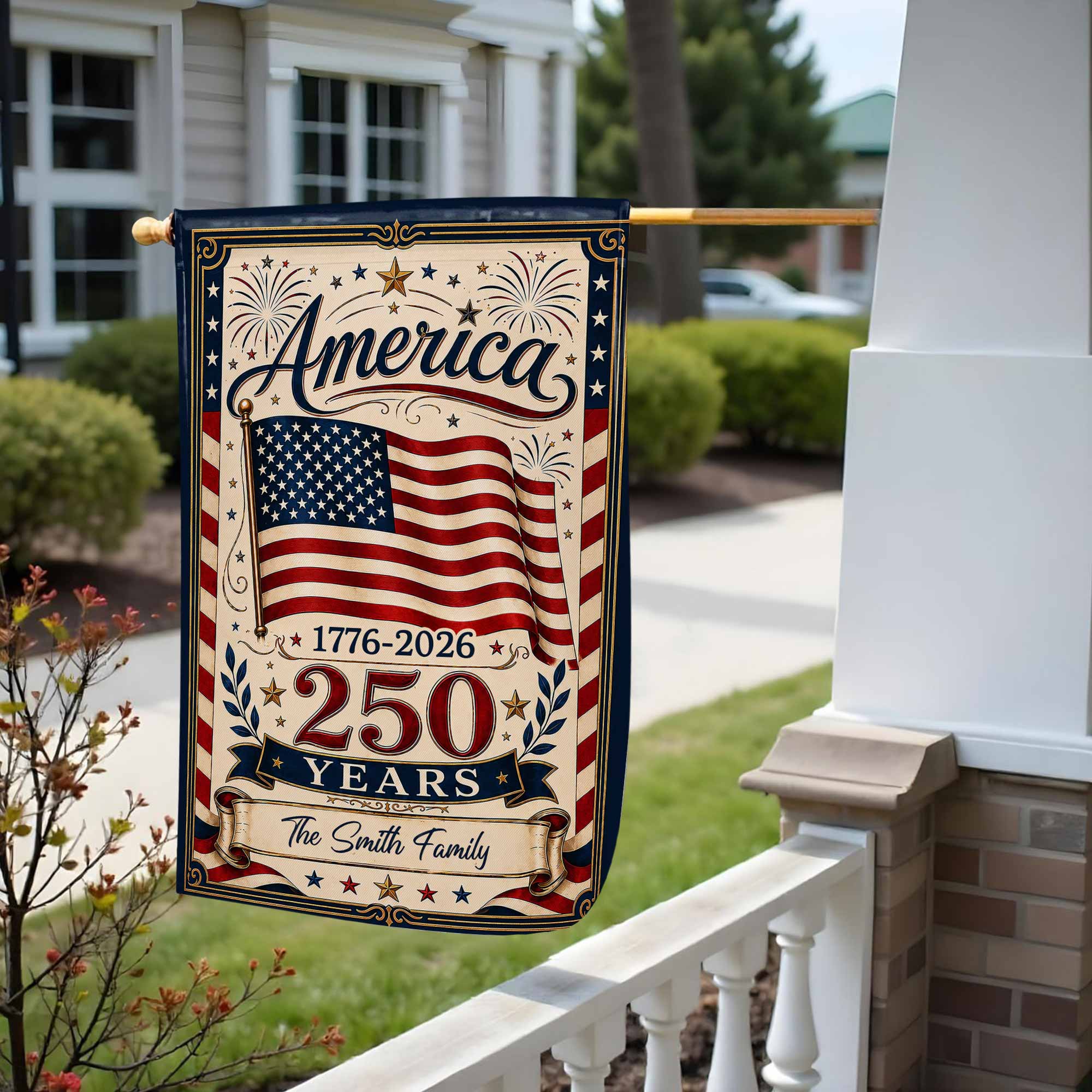 Personalized Double-Sided Garden Flag USA Family Celebration Garden Flag GradoCreations