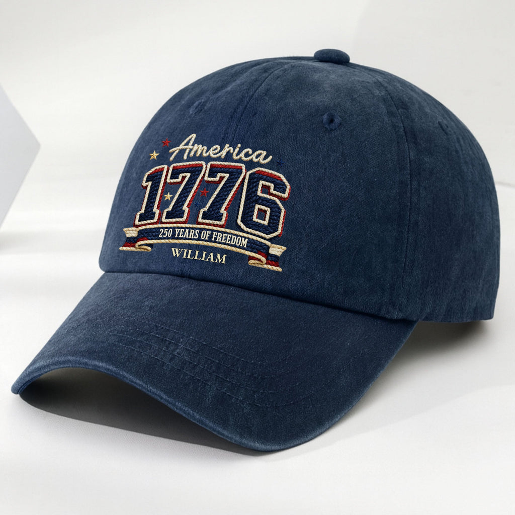 Personalized Washed Denim Cap Custom Name American Flag Gift for Dad Washed Denim Cap GradoCreations
