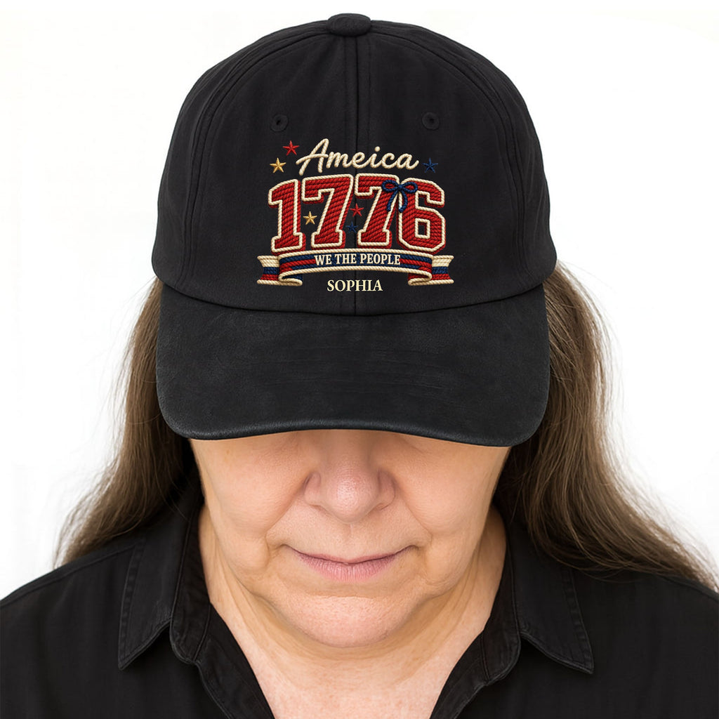 Personalized Washed Denim Cap Custom Name American Flag Gift for Dad Washed Denim Cap GradoCreations
