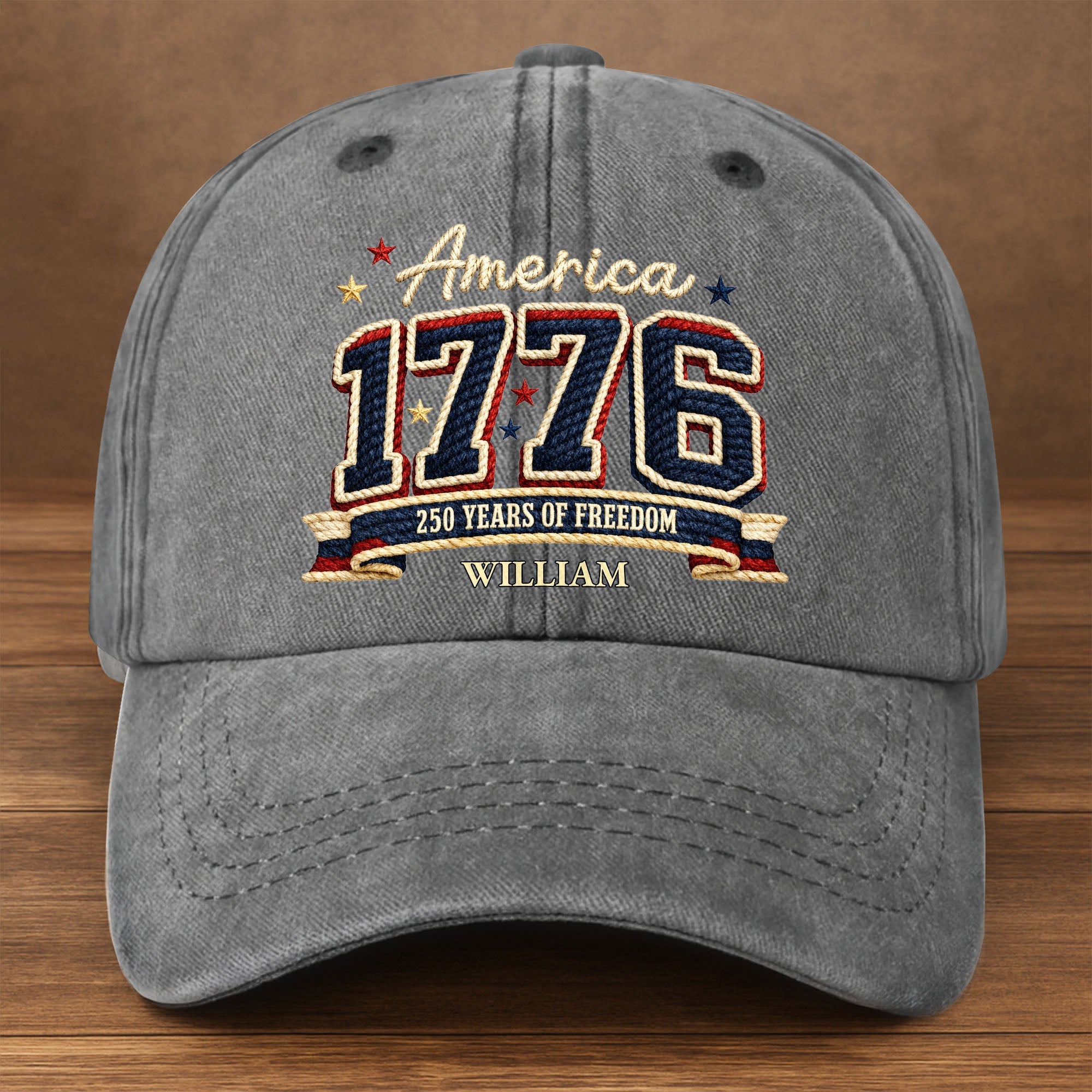 Personalized Washed Denim Cap Custom Name American Flag Gift for Dad Washed Denim Cap GradoCreations