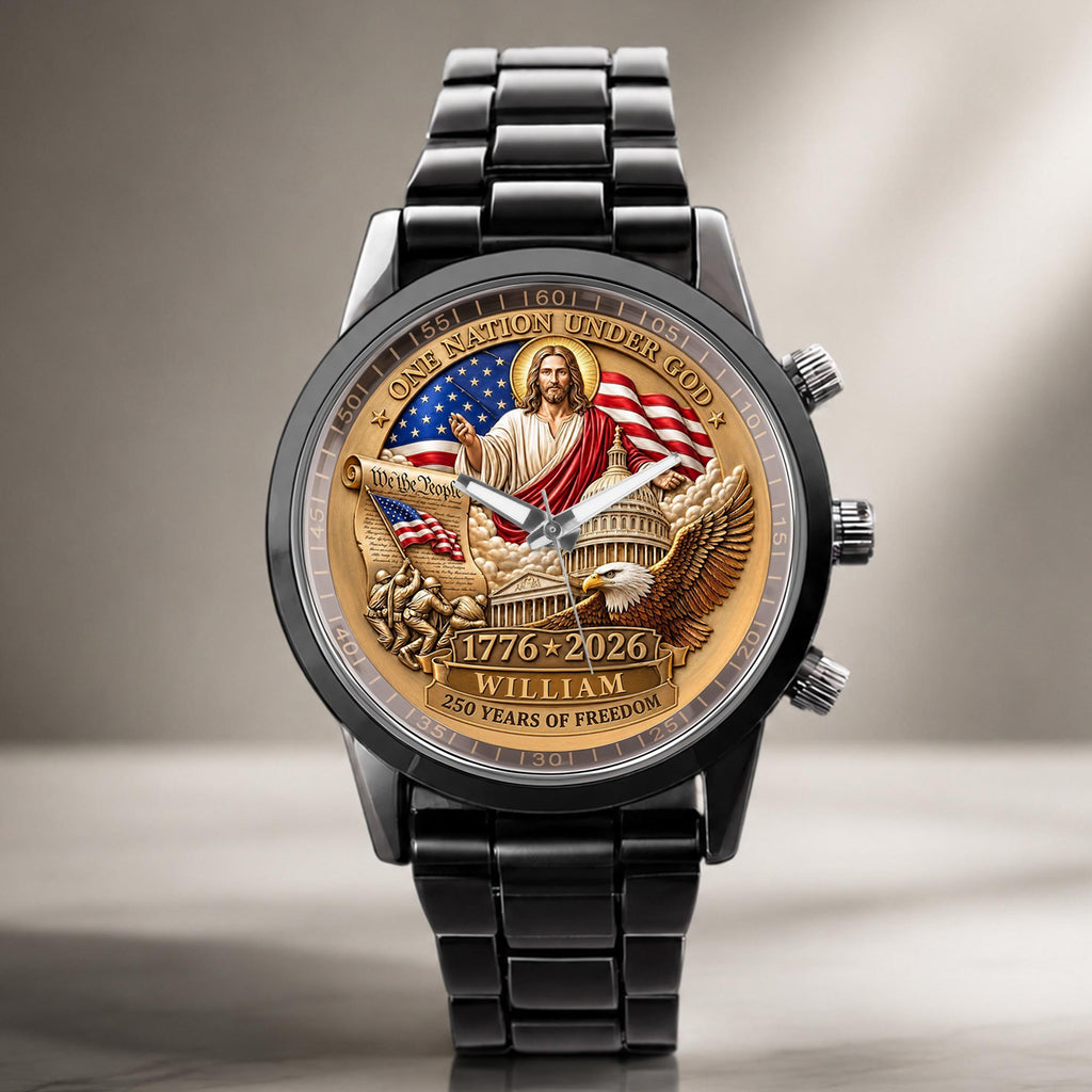 Personalized Black Men's Watch Custom Name Gift for Dad Men's Watch GradoCreations