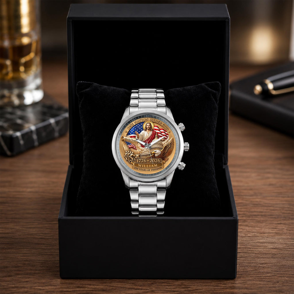 Personalized Black Men's Watch Custom Name Gift for Dad Men's Watch GradoCreations