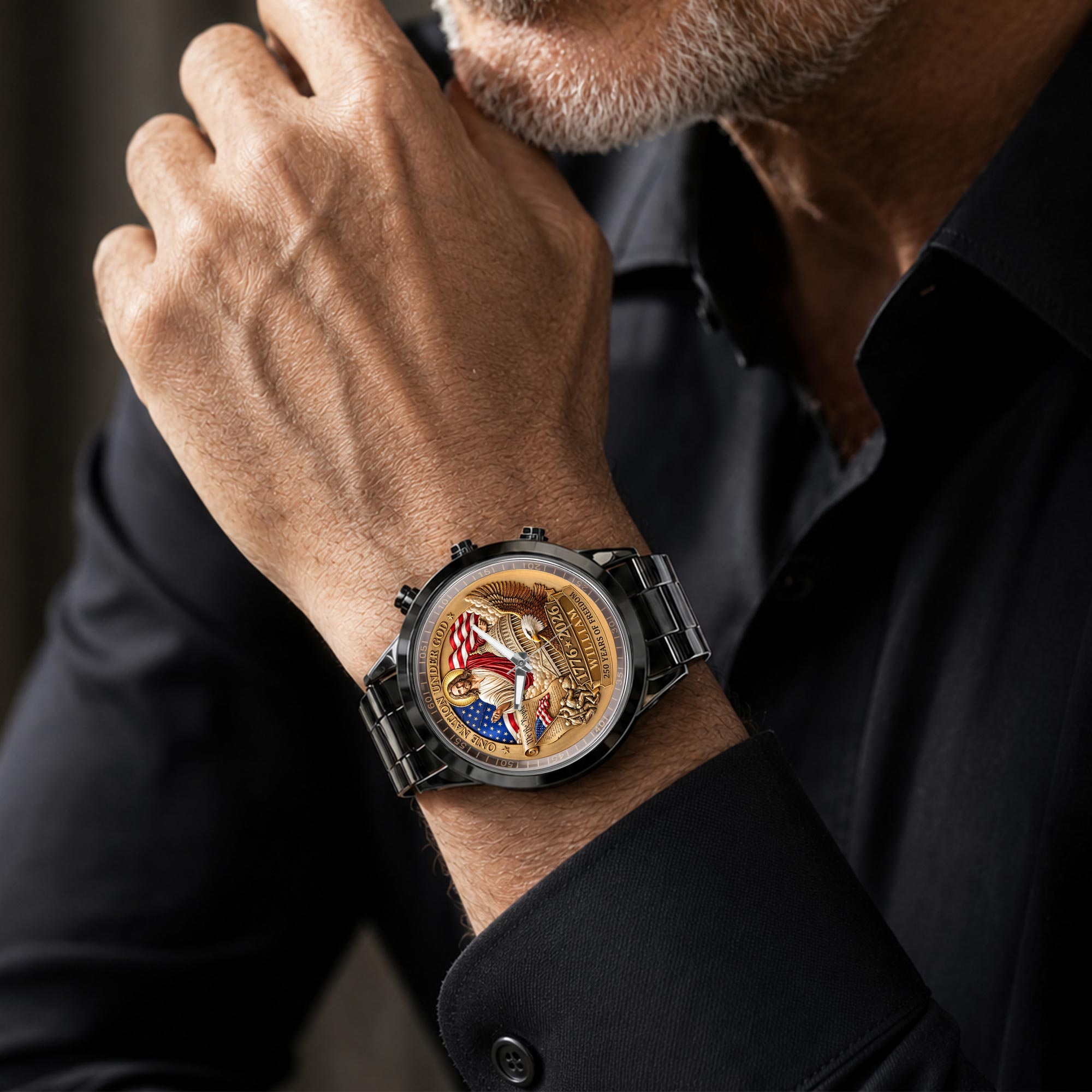 Personalized Black Men's Watch Custom Name Gift for Dad Men's Watch GradoCreations