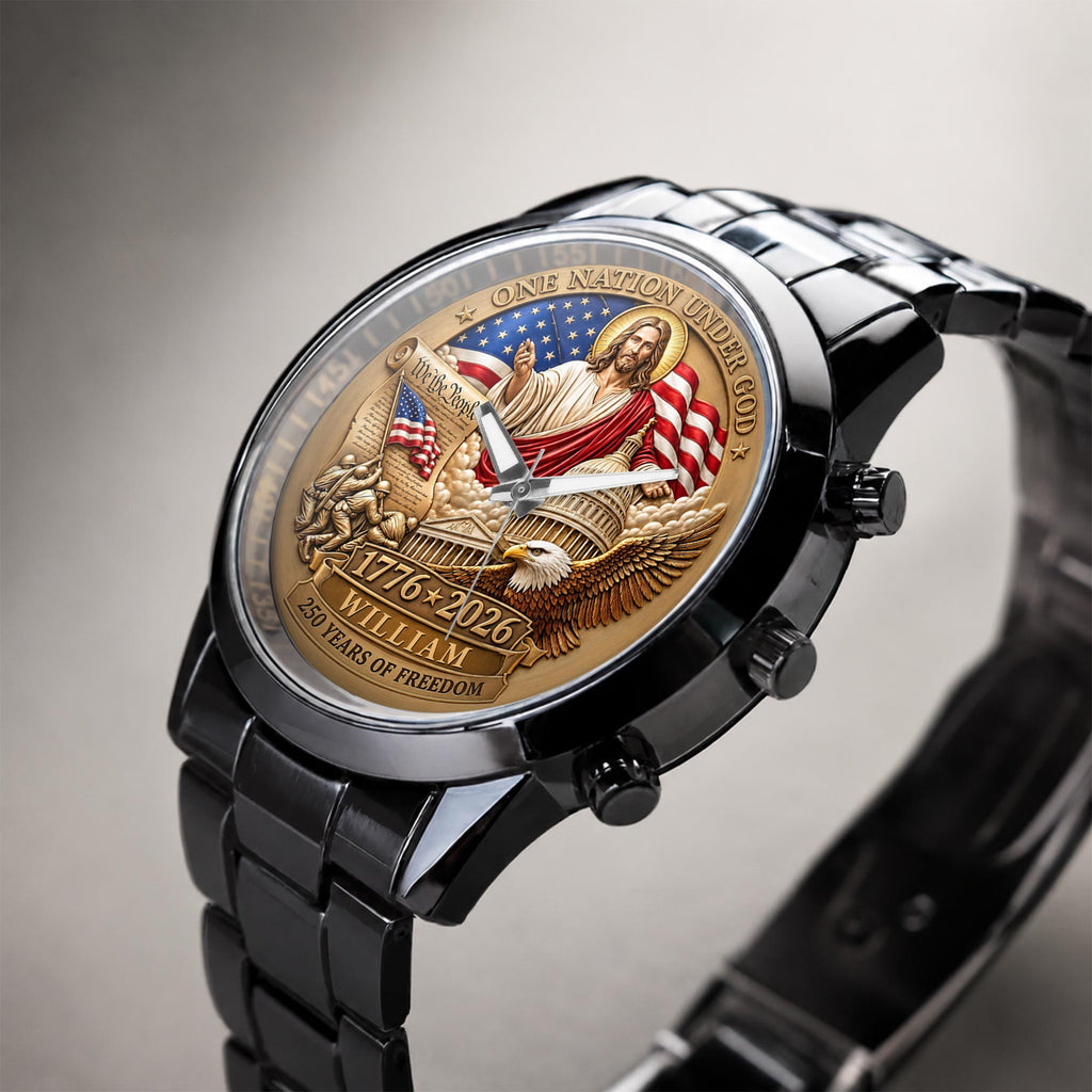 Personalized Black Men's Watch Custom Name Gift for Dad Men's Watch GradoCreations