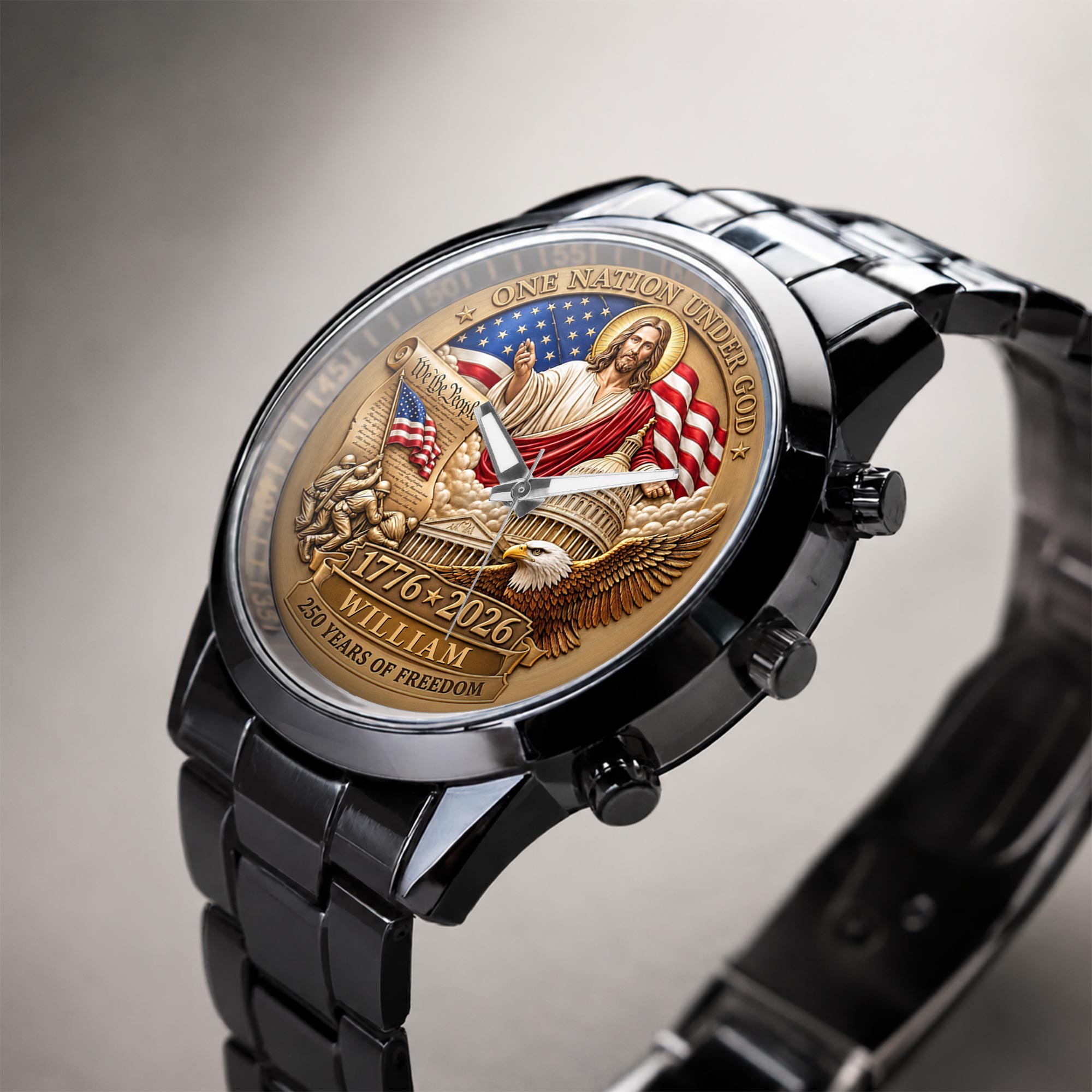 Personalized Black Men's Watch Custom Name Gift for Dad Men's Watch GradoCreations