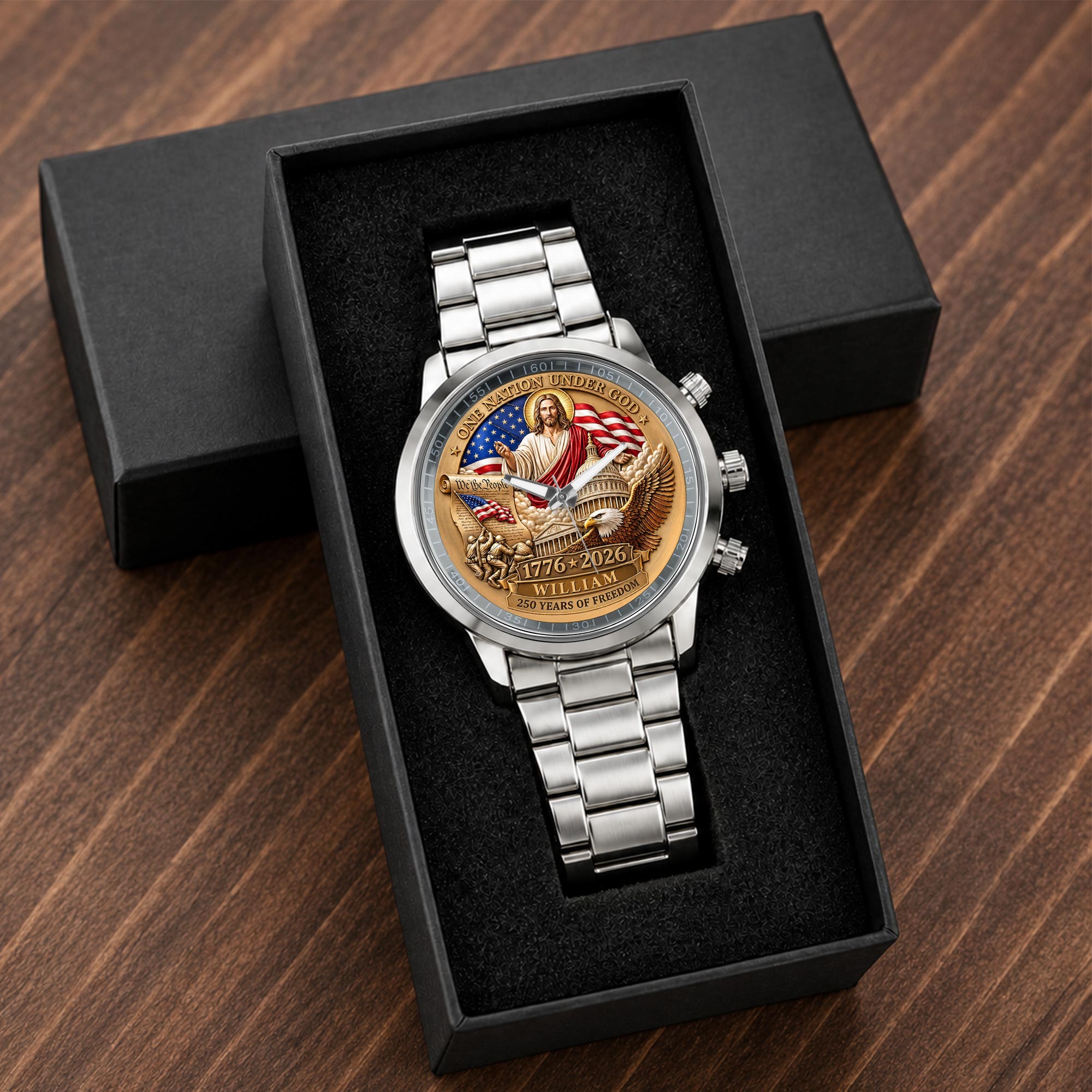 Personalized Black Men's Watch Custom Name Gift for Dad Men's Watch GradoCreations