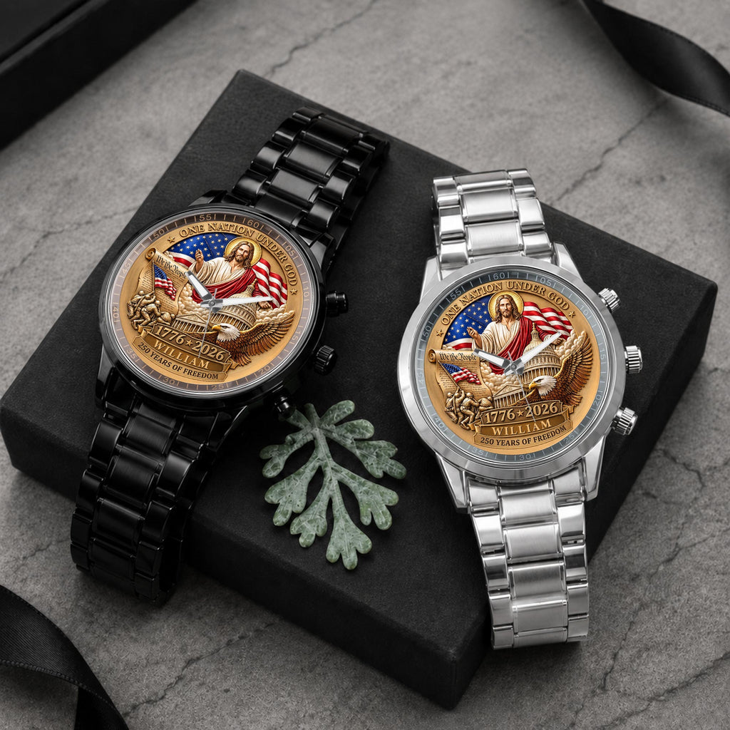Personalized Black Men's Watch Custom Name Gift for Dad Men's Watch GradoCreations