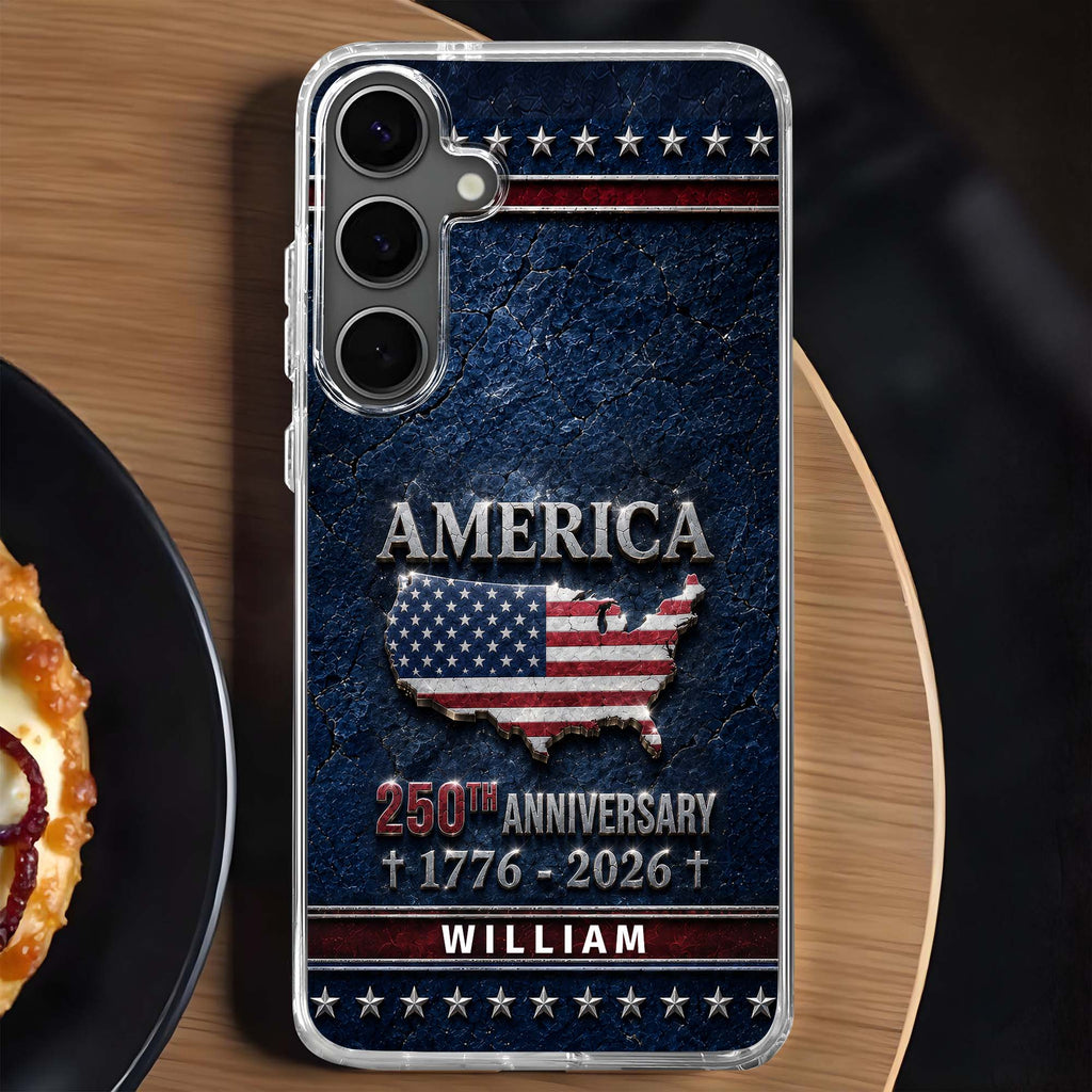 Personalized Clear Phone Case USA Map Flag Gift Idea 250th Anniversary Clear Phone Case GradoCreations