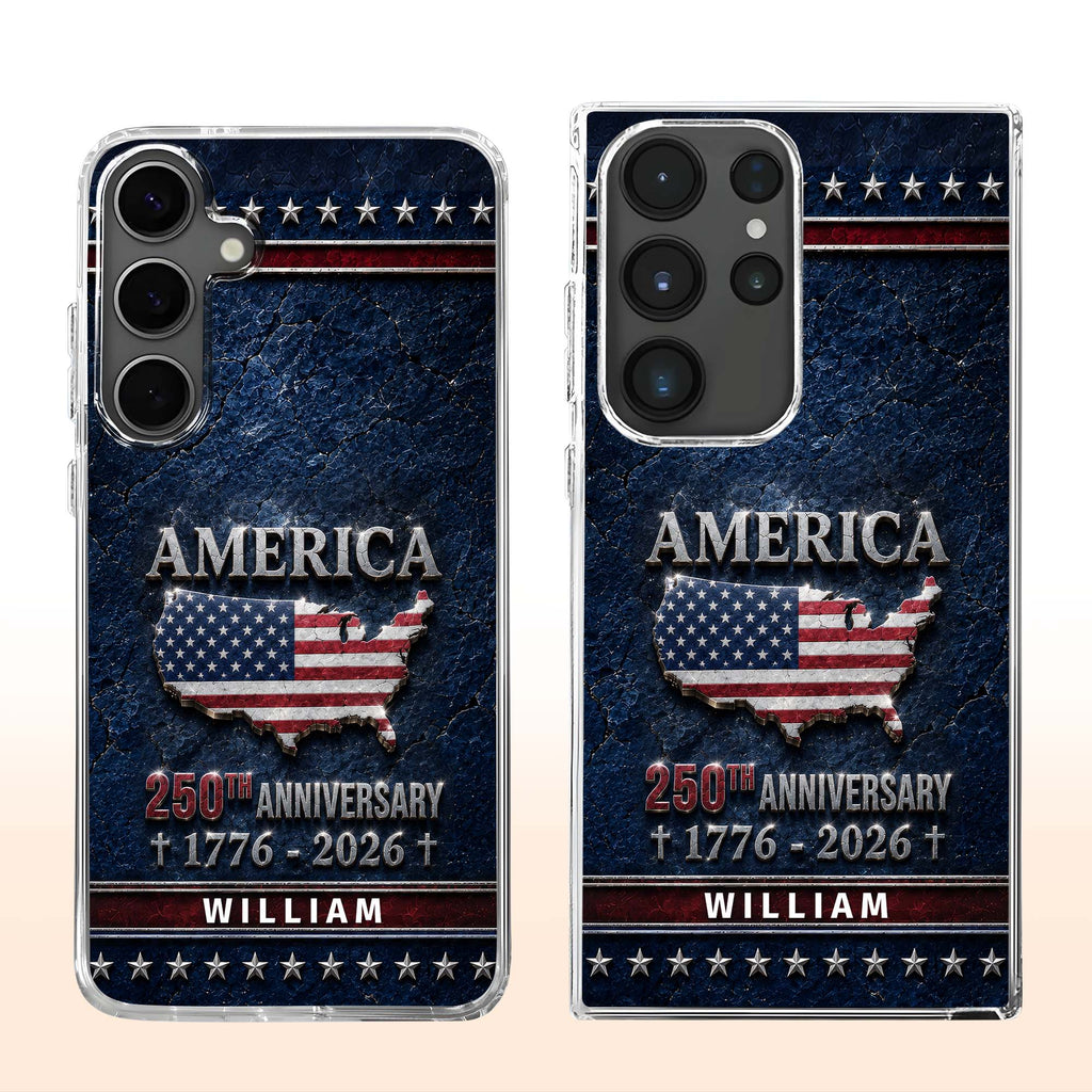 Personalized Clear Phone Case USA Map Flag Gift Idea 250th Anniversary Clear Phone Case GradoCreations