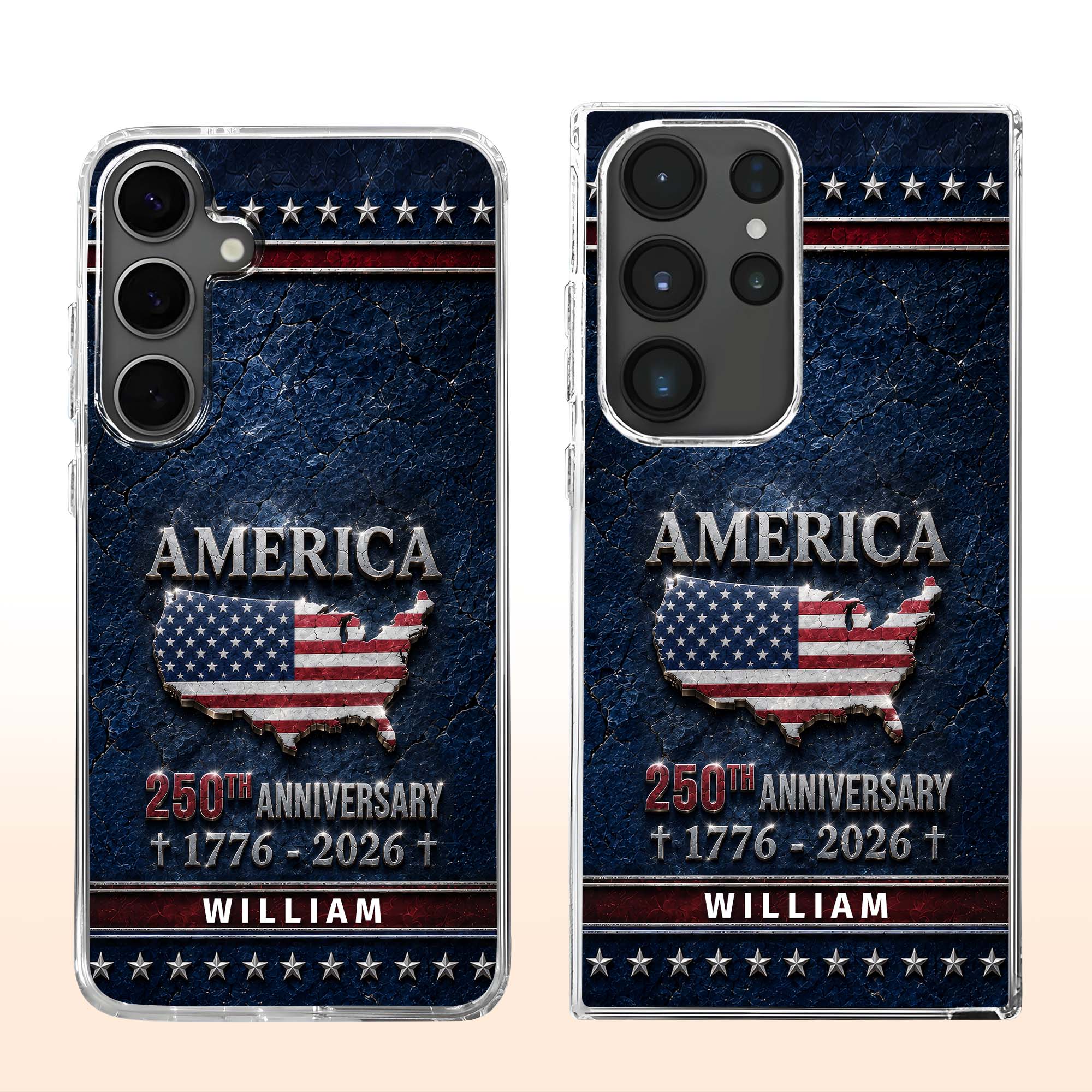 Personalized Clear Phone Case USA Map Flag Gift Idea 250th Anniversary Clear Phone Case GradoCreations