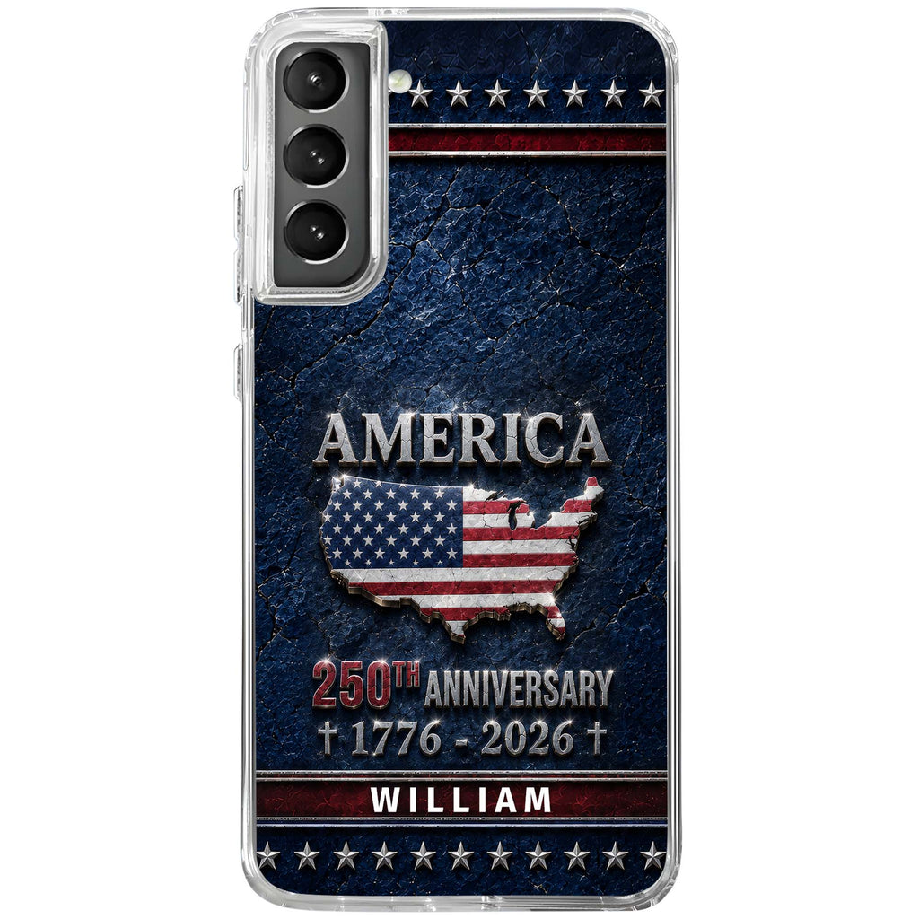 Personalized Clear Phone Case USA Map Flag Gift Idea 250th Anniversary Clear Phone Case GradoCreations