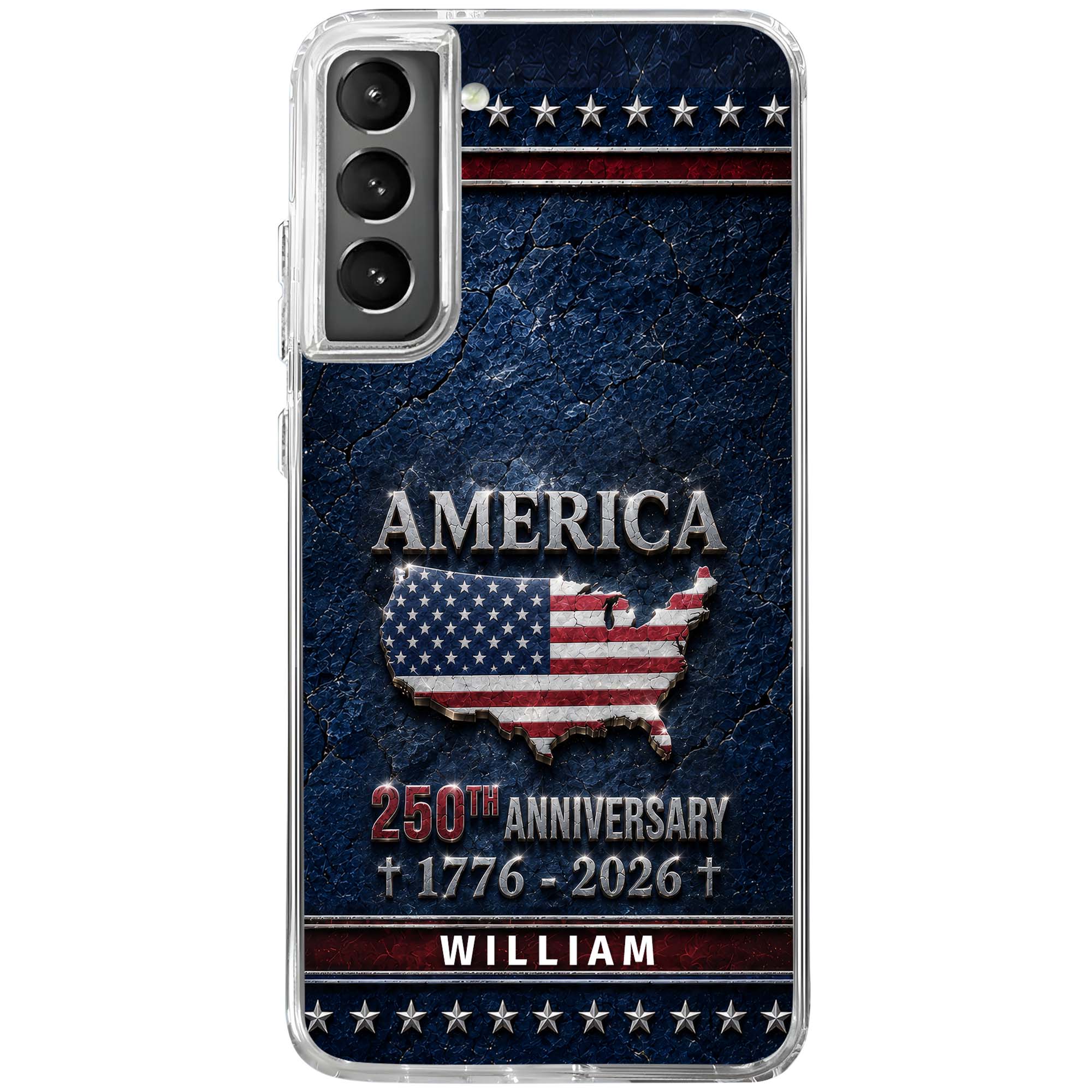 Personalized Clear Phone Case USA Map Flag Gift Idea 250th Anniversary Clear Phone Case GradoCreations