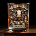 Personalized Whiskey Glass Custom Name Steer Skull Patriotic Gift Whiskey Glass GradoCreations