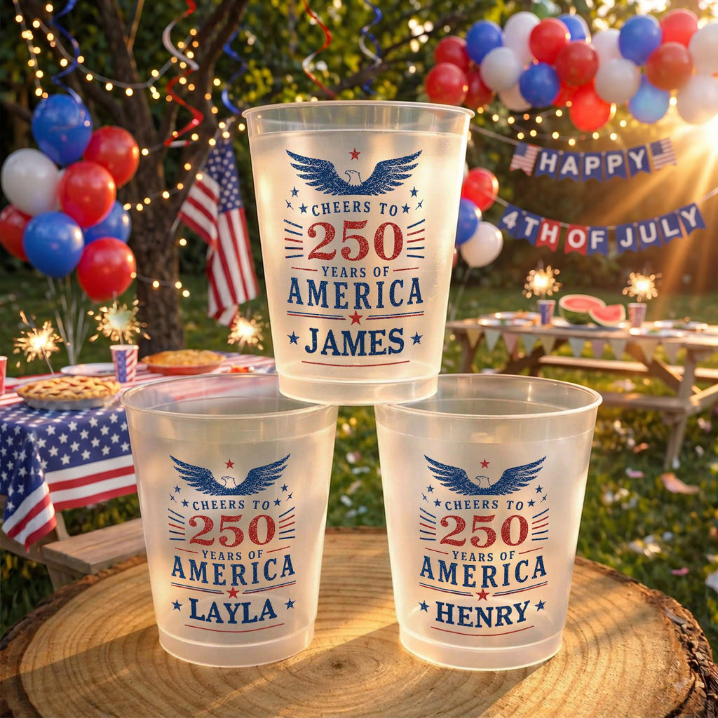 Personalized Frosted Cups Custom Name Eagle Design Gift Frosted Cups GradoCreations