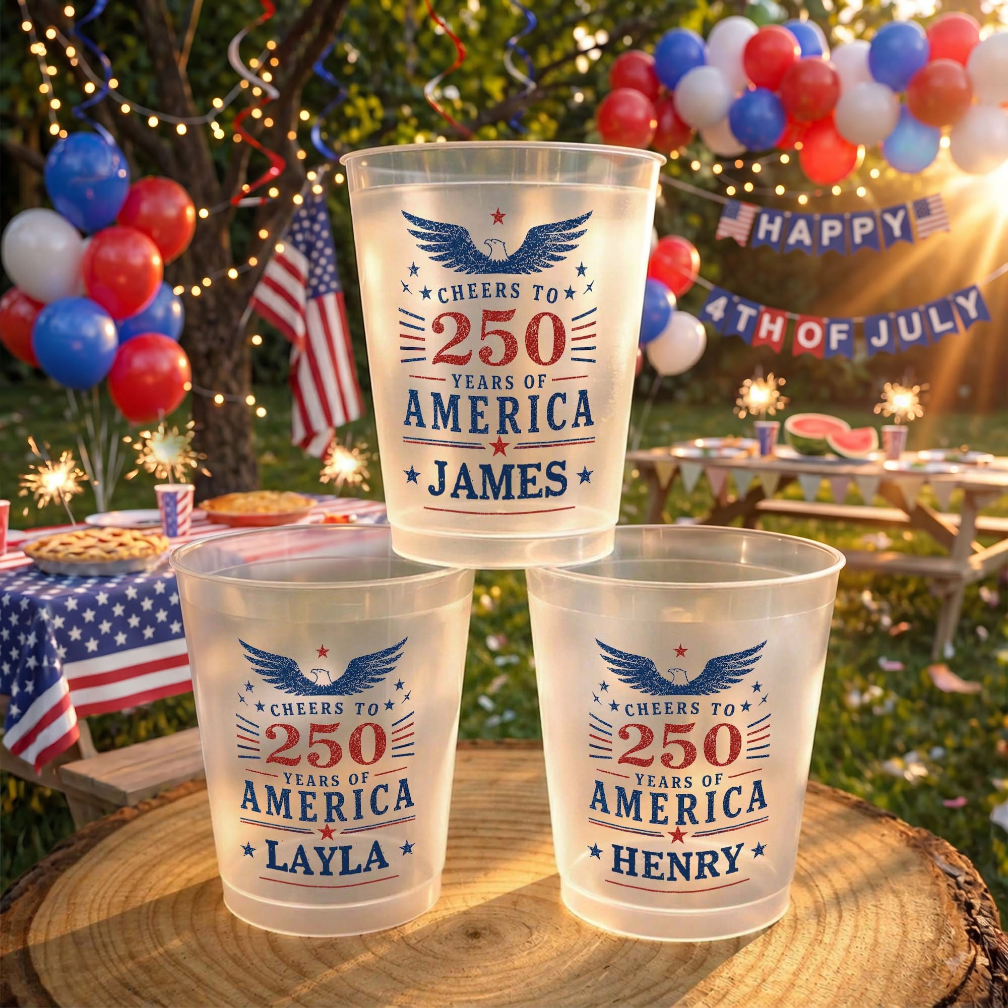 Personalized Frosted Cups Custom Name Eagle Design Gift Frosted Cups GradoCreations