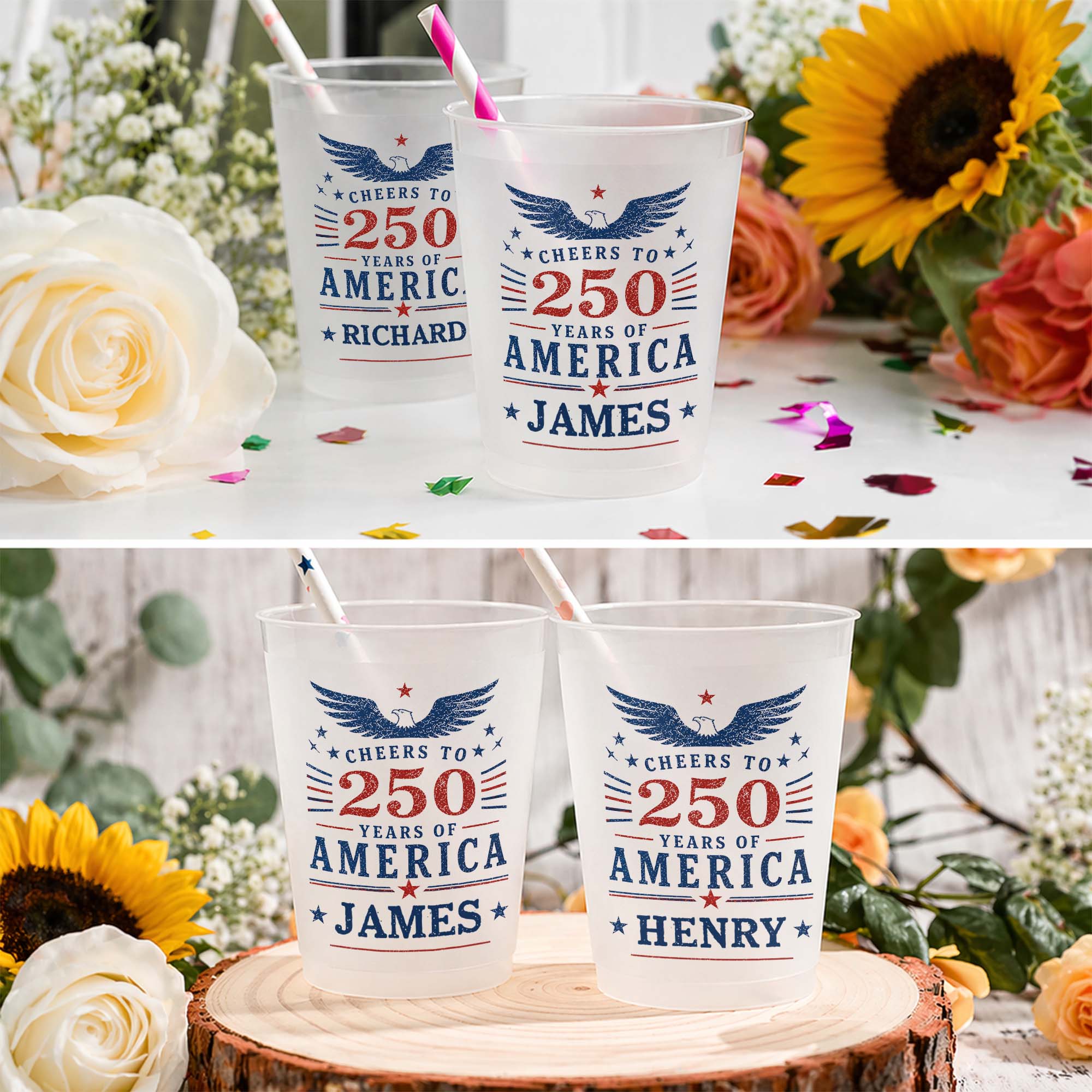 Personalized Frosted Cups Custom Name Eagle Design Gift Frosted Cups GradoCreations