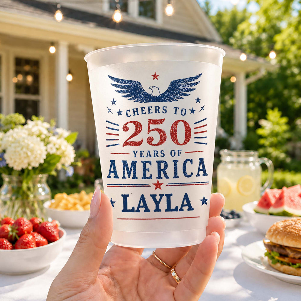 Personalized Frosted Cups Custom Name Eagle Design Gift Frosted Cups GradoCreations