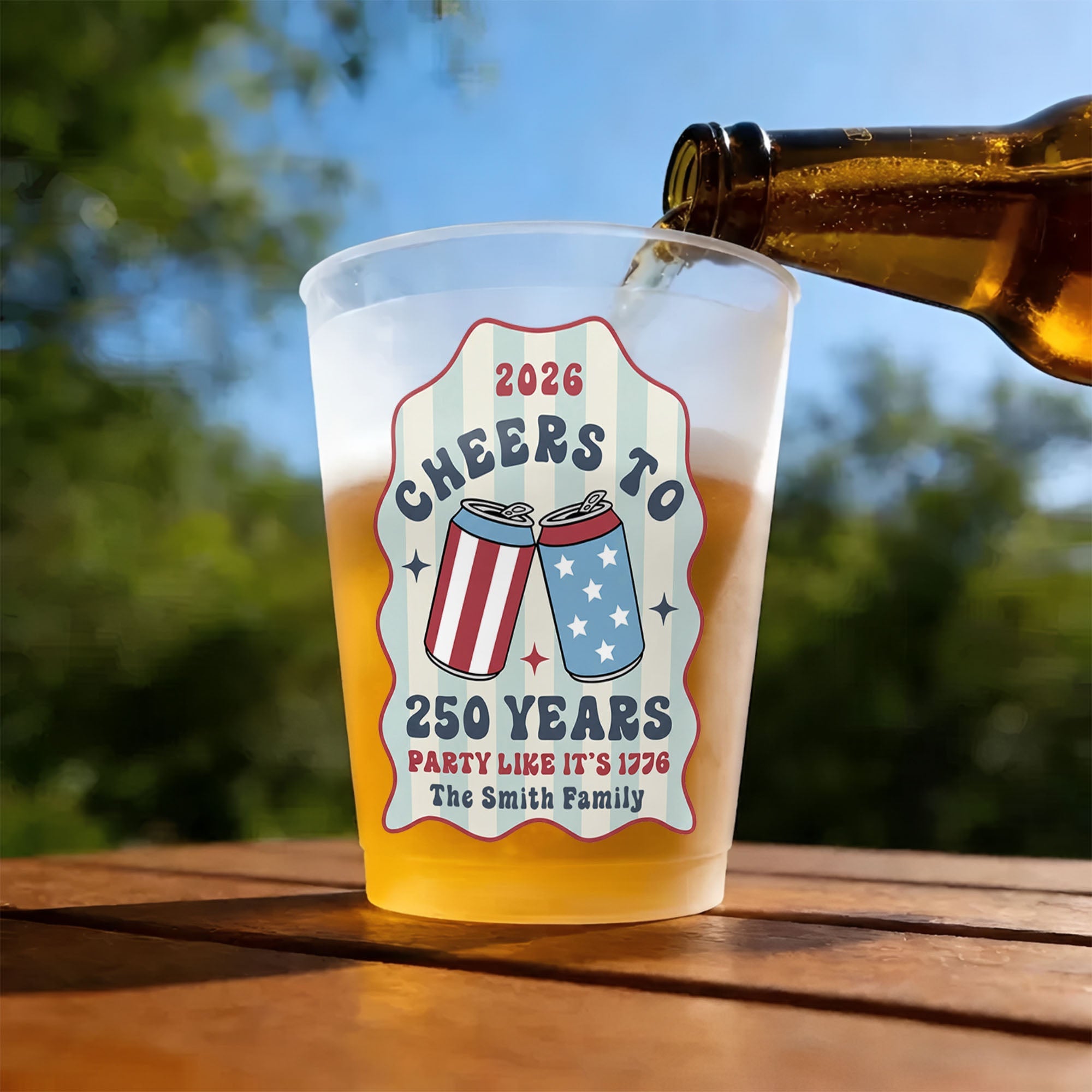 Personalized Frosted Cups Custom Family Name 4th of July Gift Frosted Cups GradoCreations