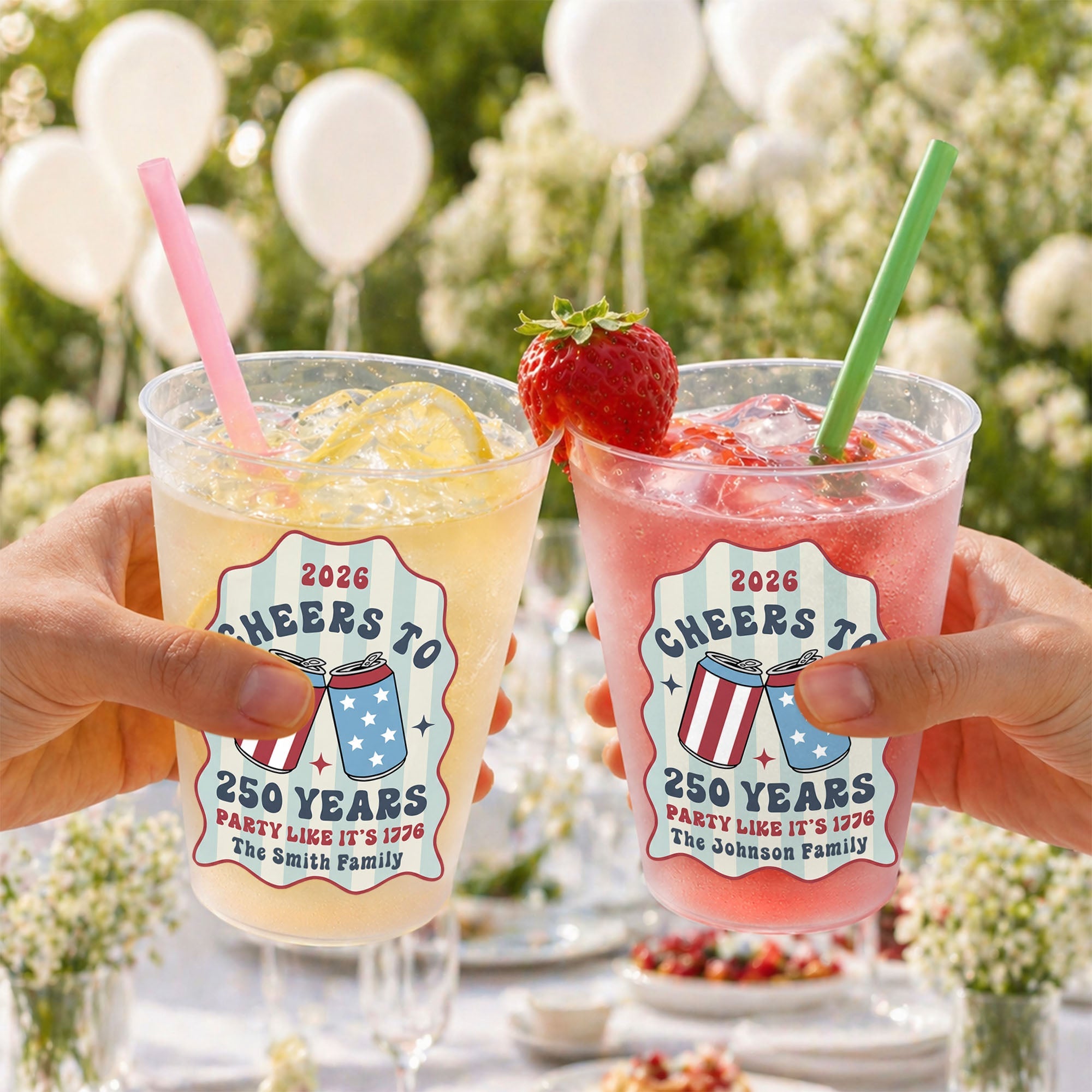 Personalized Frosted Cups Custom Family Name 4th of July Gift Frosted Cups GradoCreations