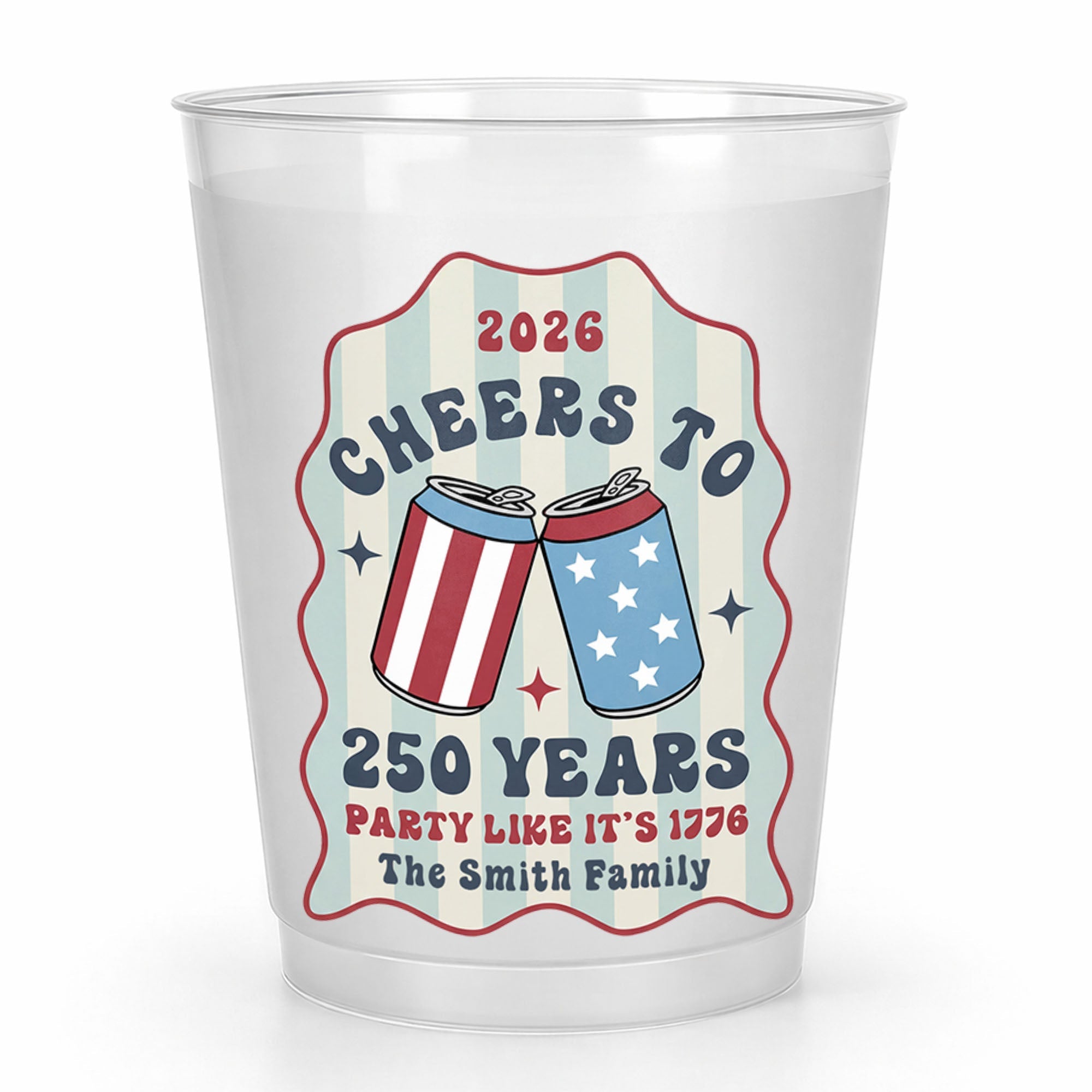 Personalized Frosted Cups Custom Family Name 4th of July Gift Frosted Cups GradoCreations