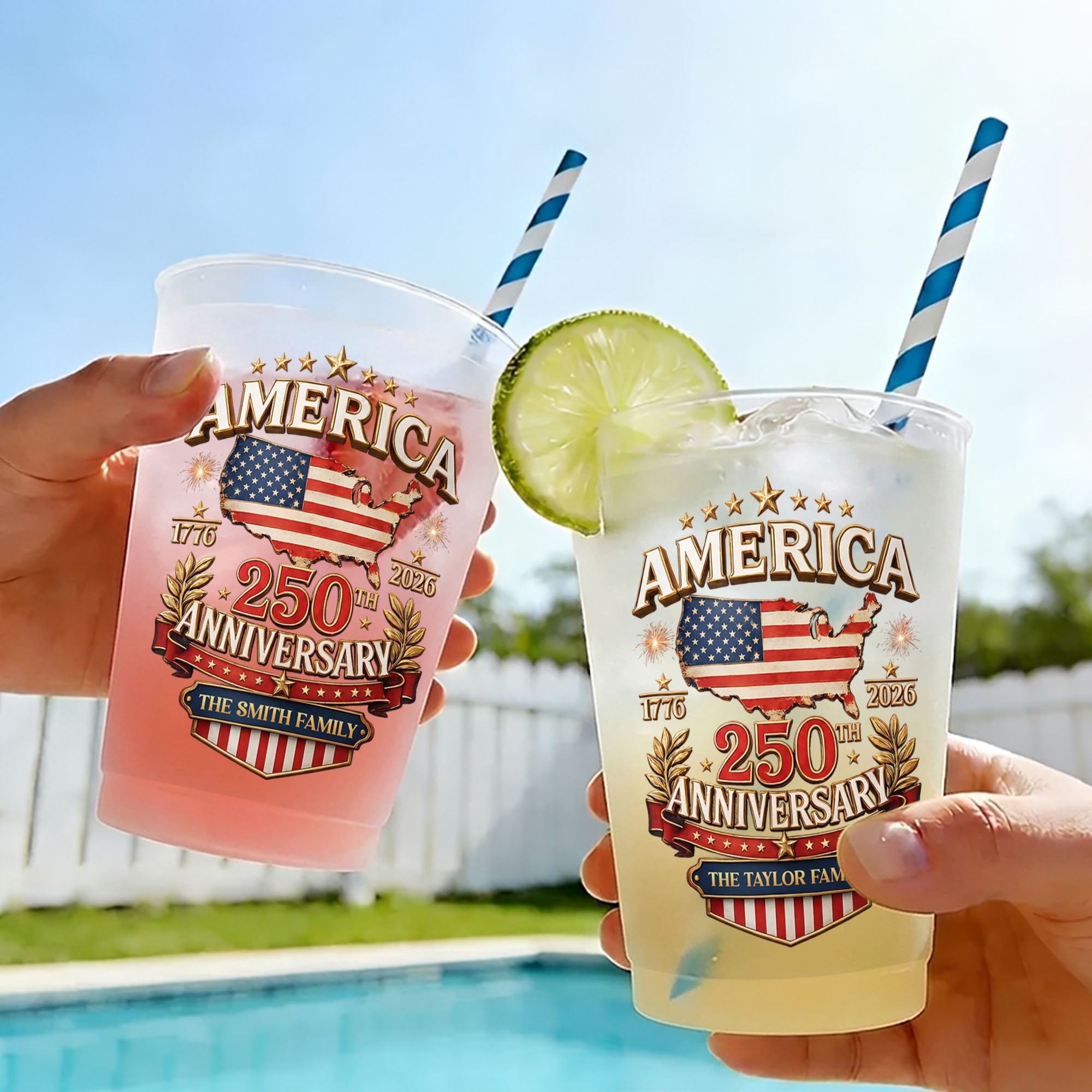 Personalized Frosted Cups American Flag Family Gift Idea Frosted Cups GradoCreations