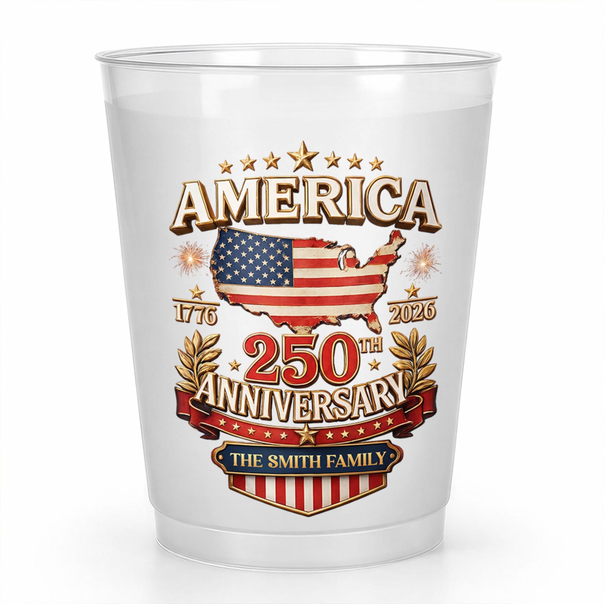 Personalized Frosted Cups American Flag Family Gift Idea Frosted Cups GradoCreations