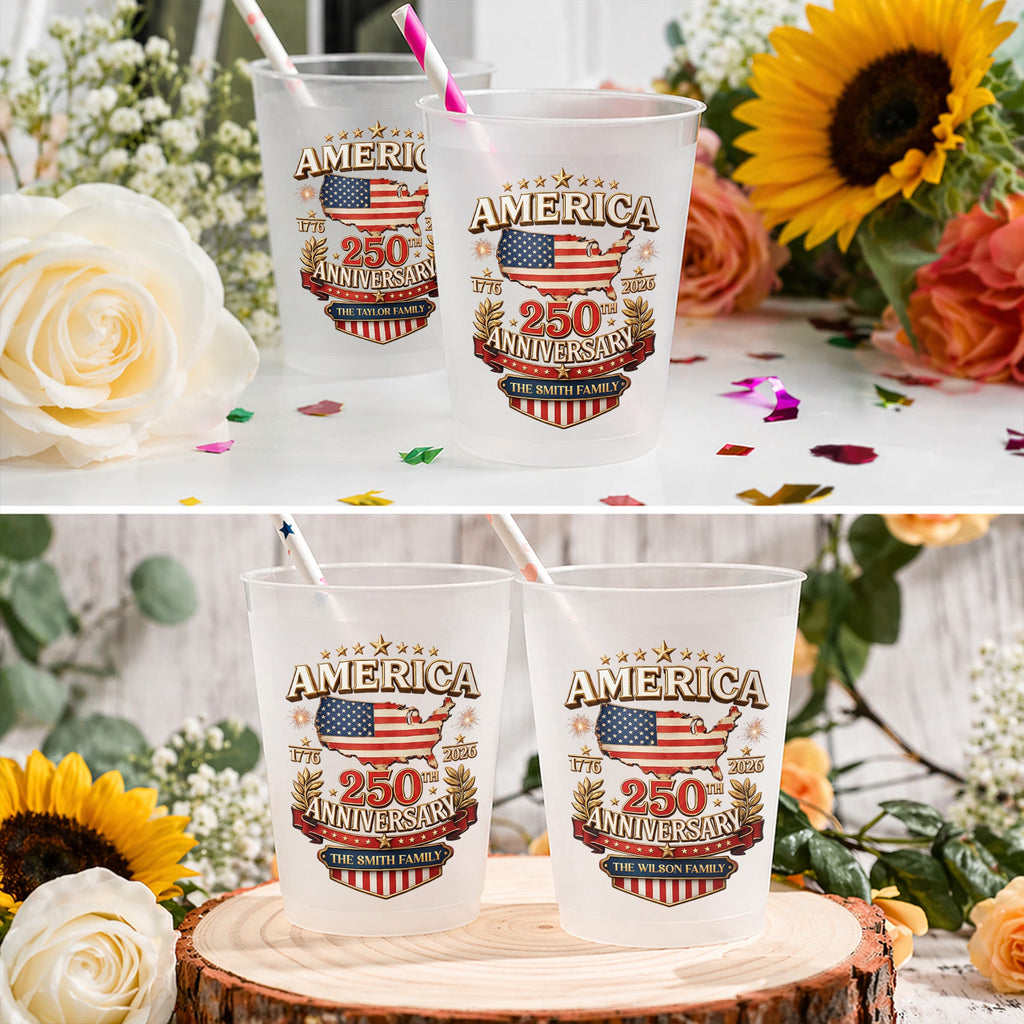 Personalized Frosted Cups American Flag Family Gift Idea Frosted Cups GradoCreations