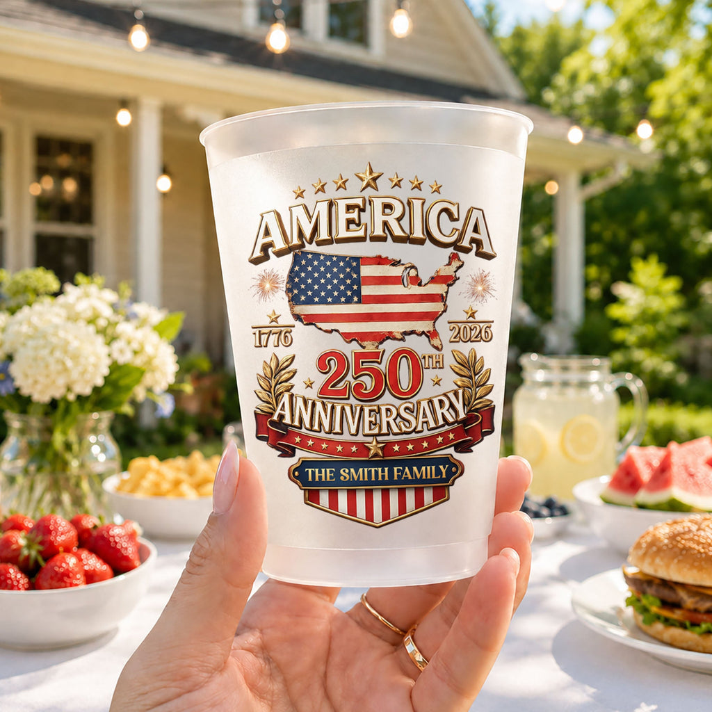 Personalized Frosted Cups American Flag Family Gift Idea Frosted Cups GradoCreations