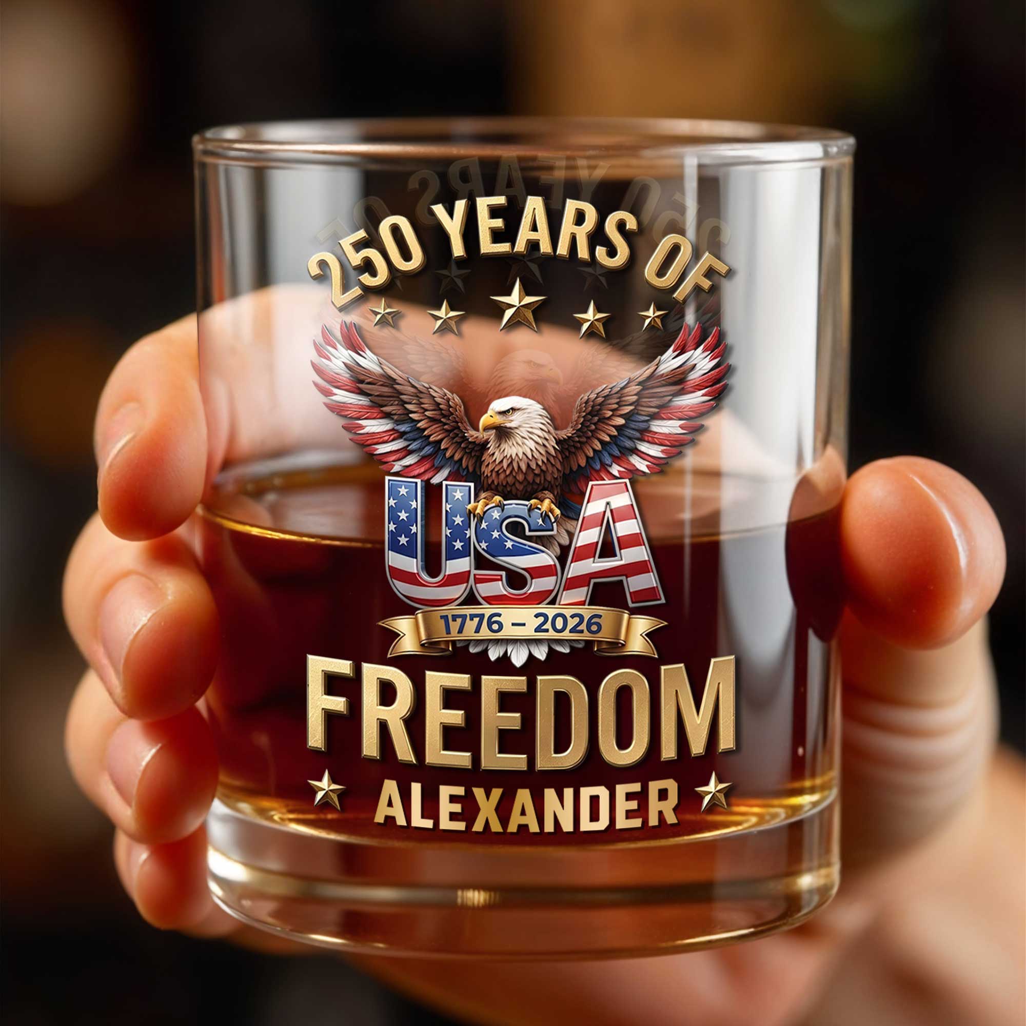 Personalized Whiskey Glass Custom Name American Flag Gift for Dad Whiskey Glass GradoCreations