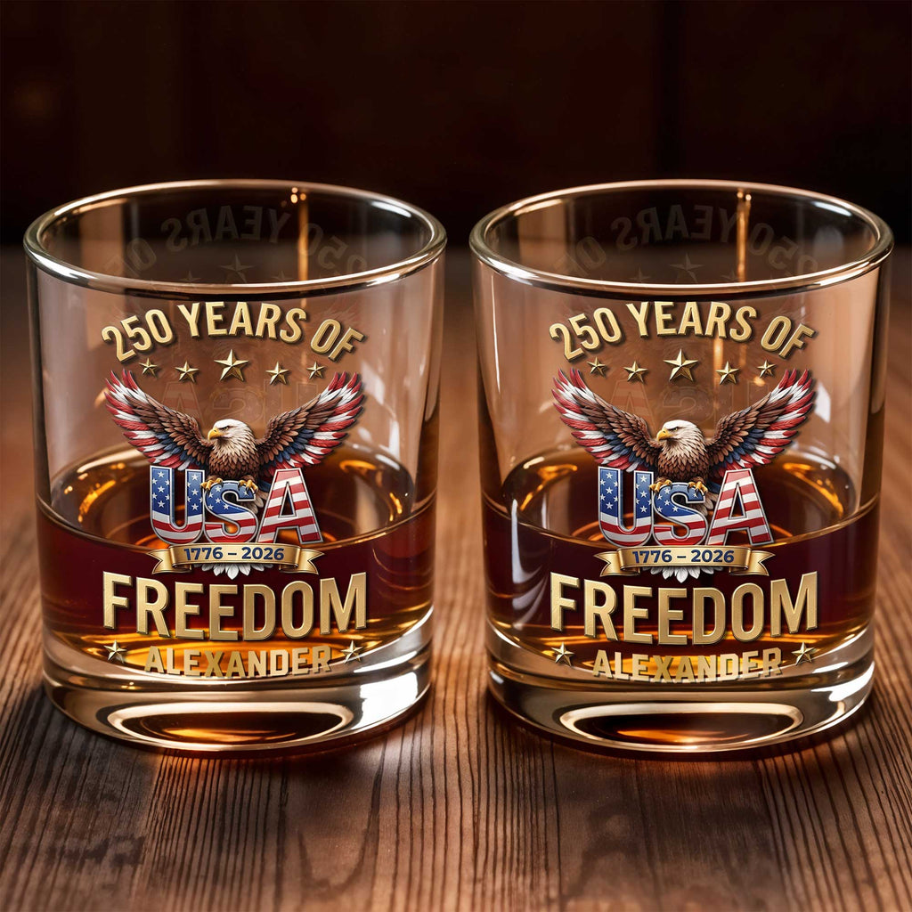 Personalized Whiskey Glass Custom Name American Flag Gift for Dad Whiskey Glass GradoCreations