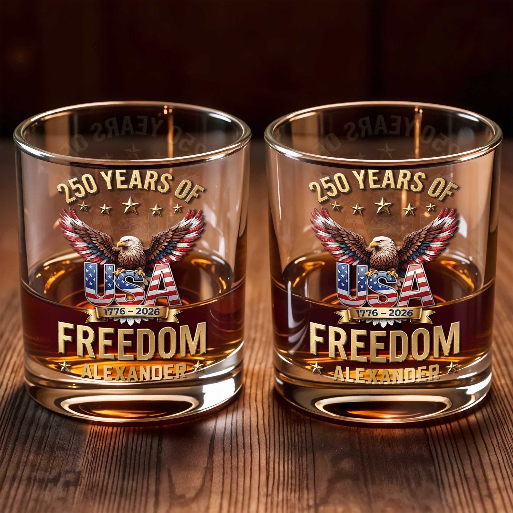 Personalized Whiskey Glass Custom Name American Flag Gift for Dad Whiskey Glass GradoCreations