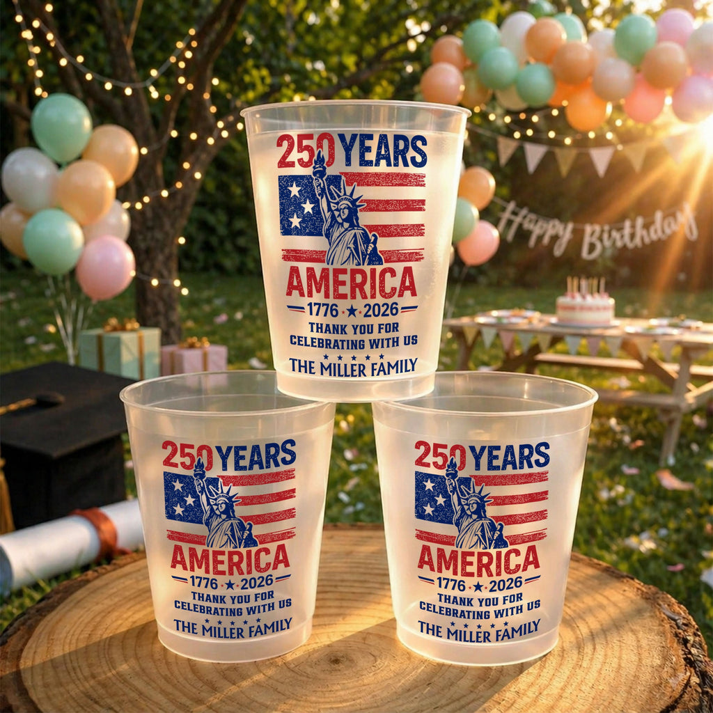 Personalized Frosted Cups American Flag 4th of July Gift Idea Frosted Cups GradoCreations