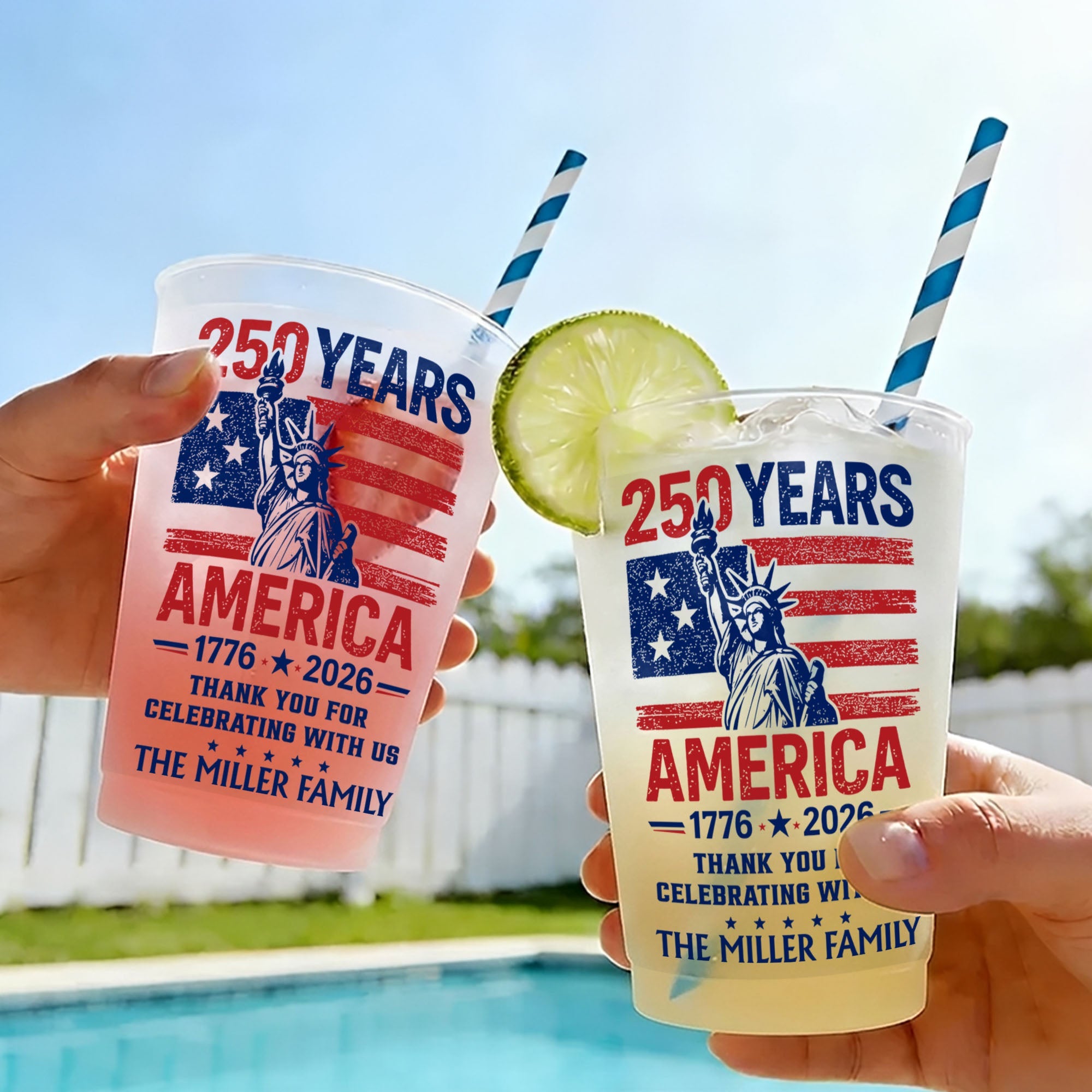 Personalized Frosted Cups American Flag 4th of July Gift Idea Frosted Cups GradoCreations
