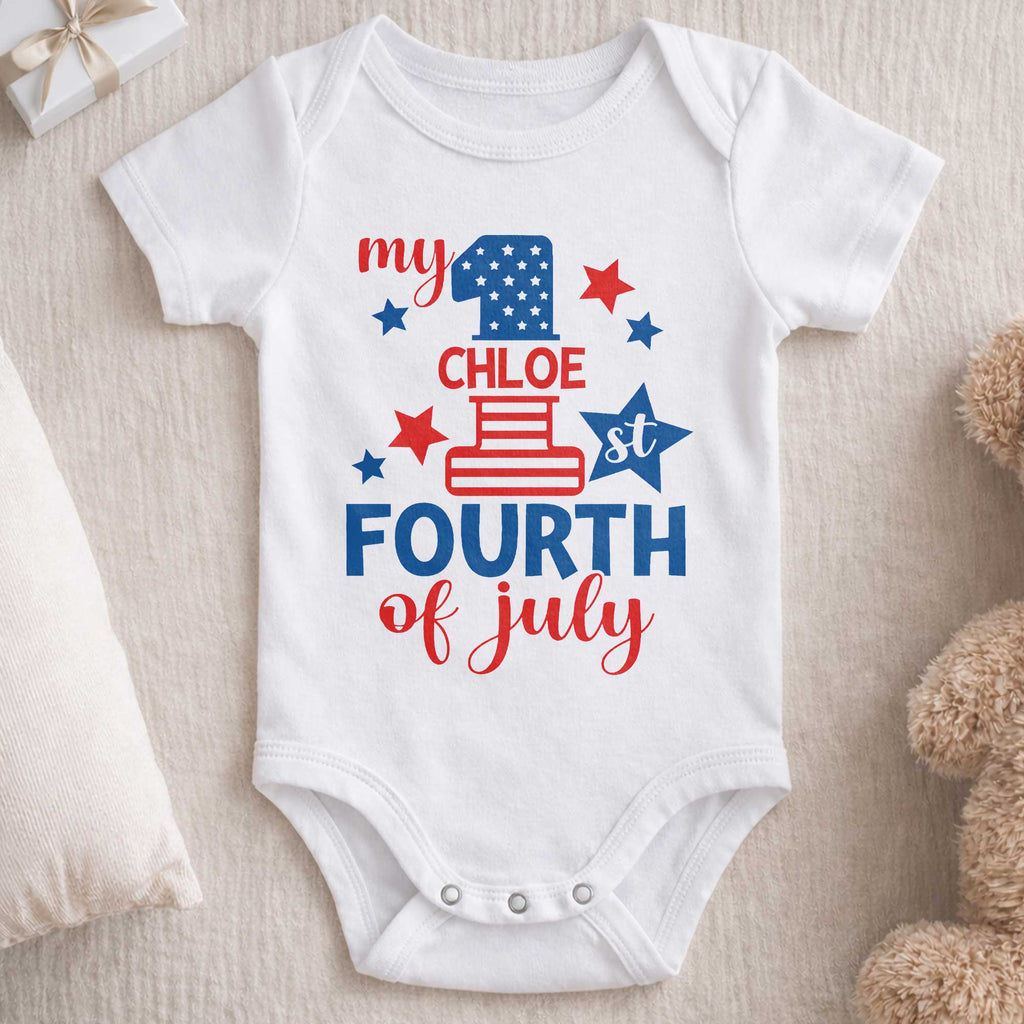 Personalized Baby Onesie Custom Name 1st 4th of July Gift Baby Onesie GradoCreations