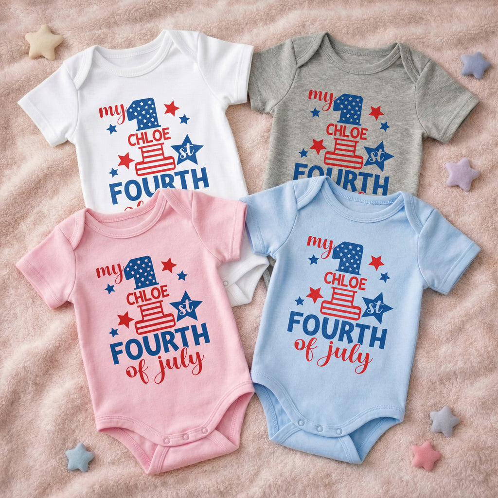 Personalized Baby Onesie Custom Name 1st 4th of July Gift Baby Onesie GradoCreations