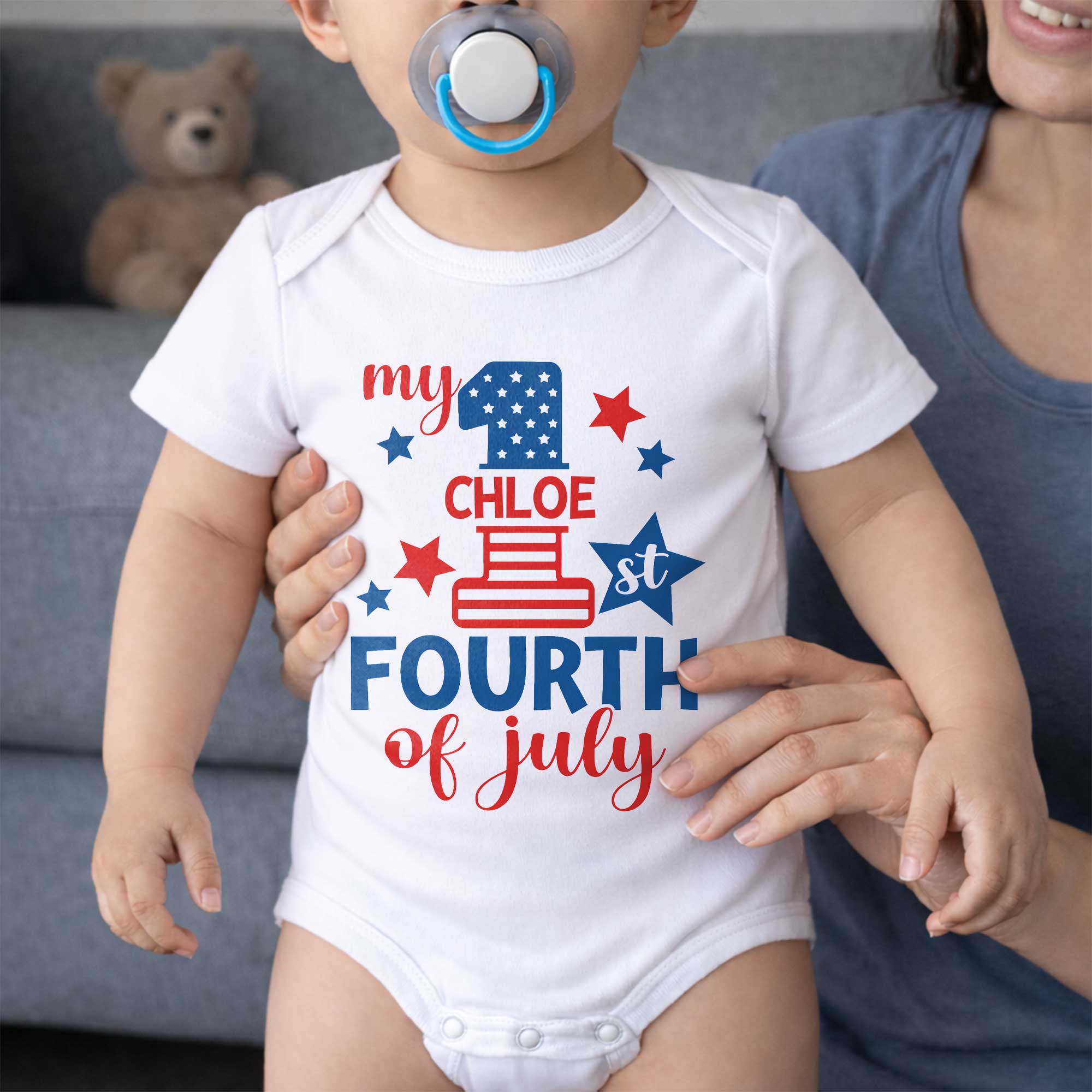Personalized Baby Onesie Custom Name 1st 4th of July Gift Baby Onesie GradoCreations