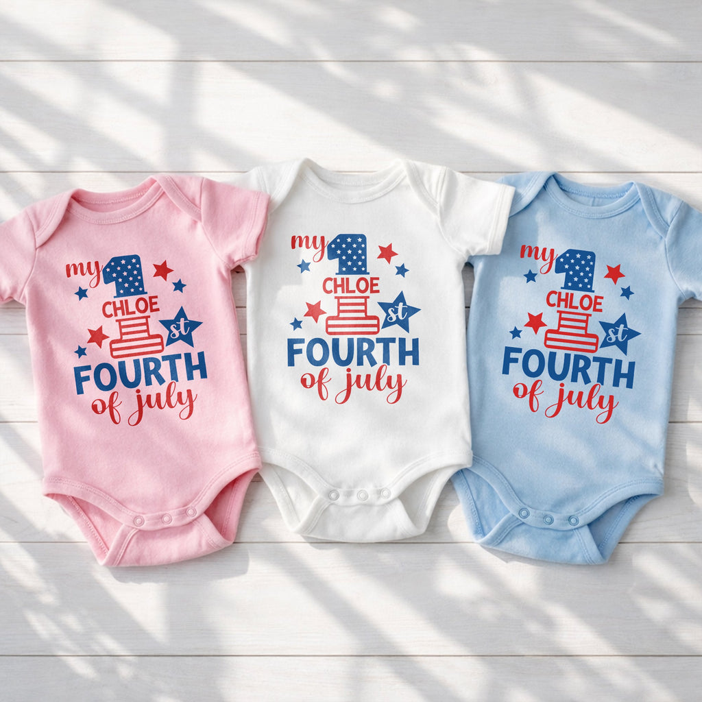 Personalized Baby Onesie Custom Name 1st 4th of July Gift Baby Onesie GradoCreations