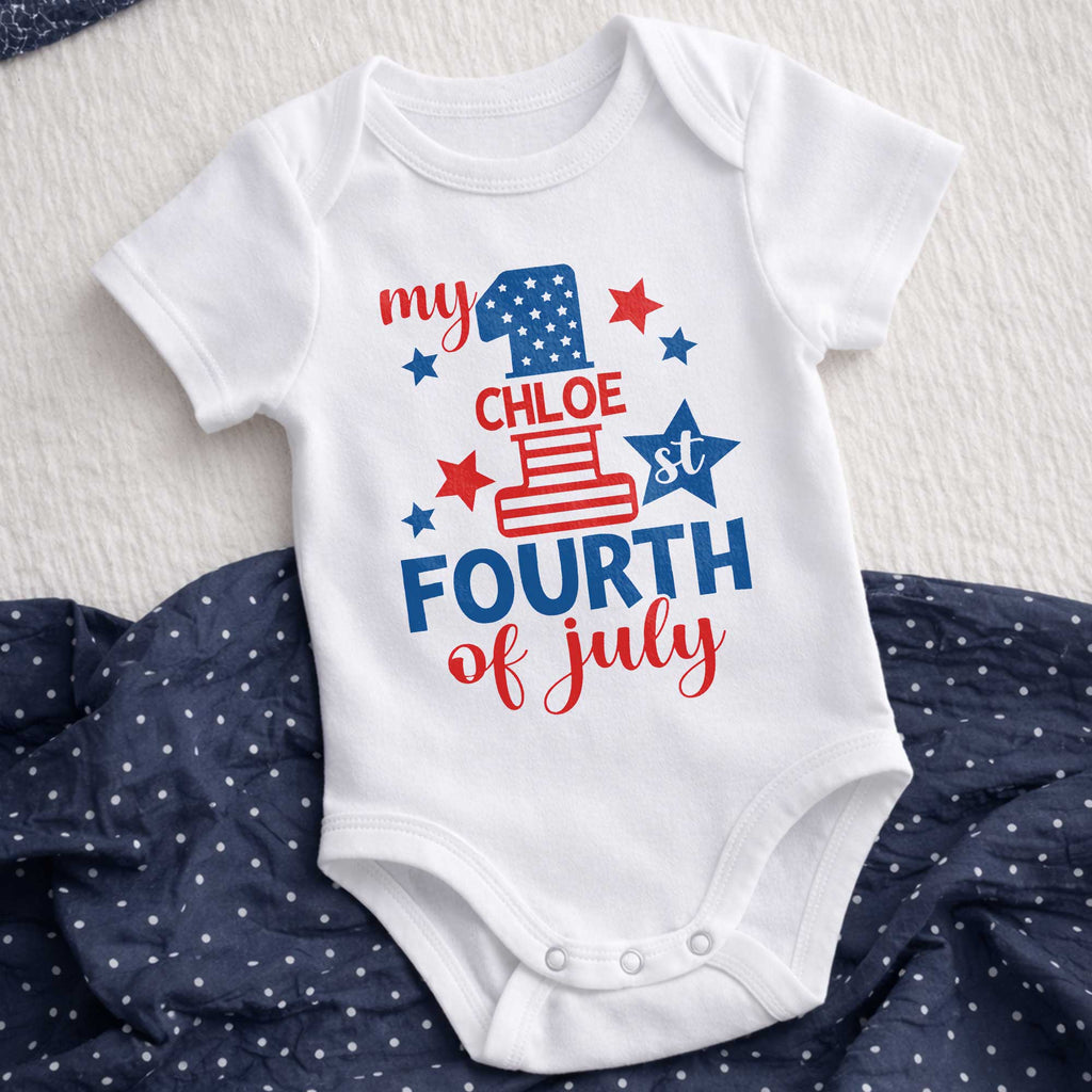 Personalized Baby Onesie Custom Name 1st 4th of July Gift Baby Onesie GradoCreations