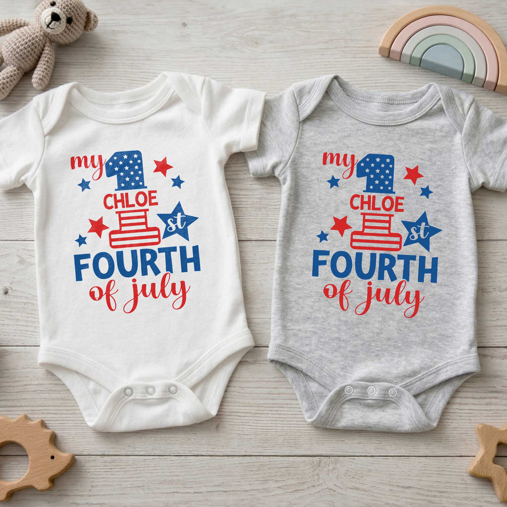 Personalized Baby Onesie Custom Name 1st 4th of July Gift Baby Onesie GradoCreations