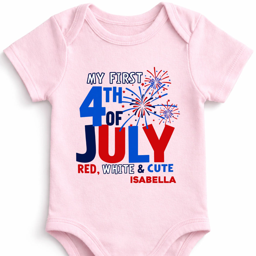 Personalized Baby Onesie First 4th of July Gift Custom Name Baby Onesie GradoCreations