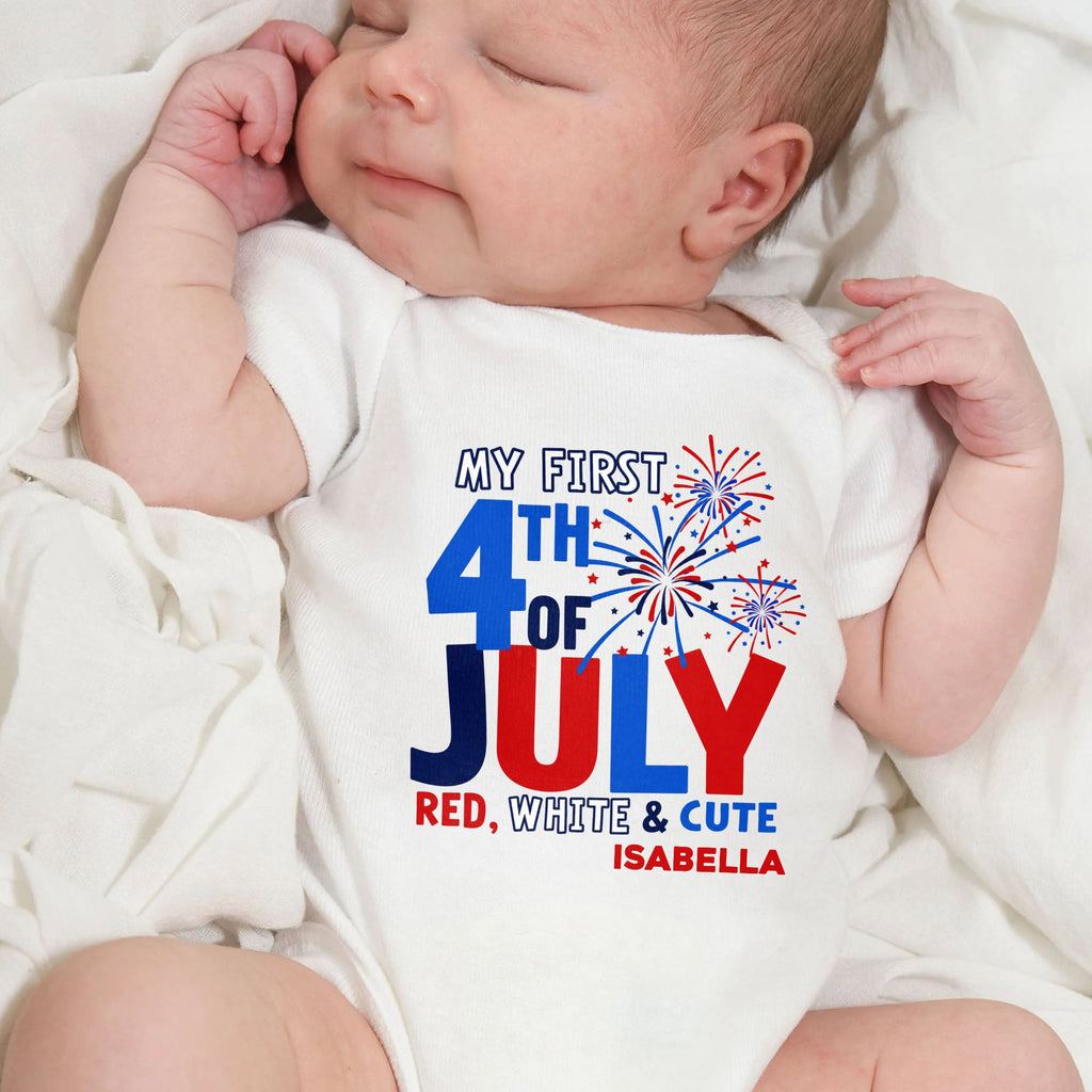 Personalized Baby Onesie First 4th of July Gift Custom Name Baby Onesie GradoCreations