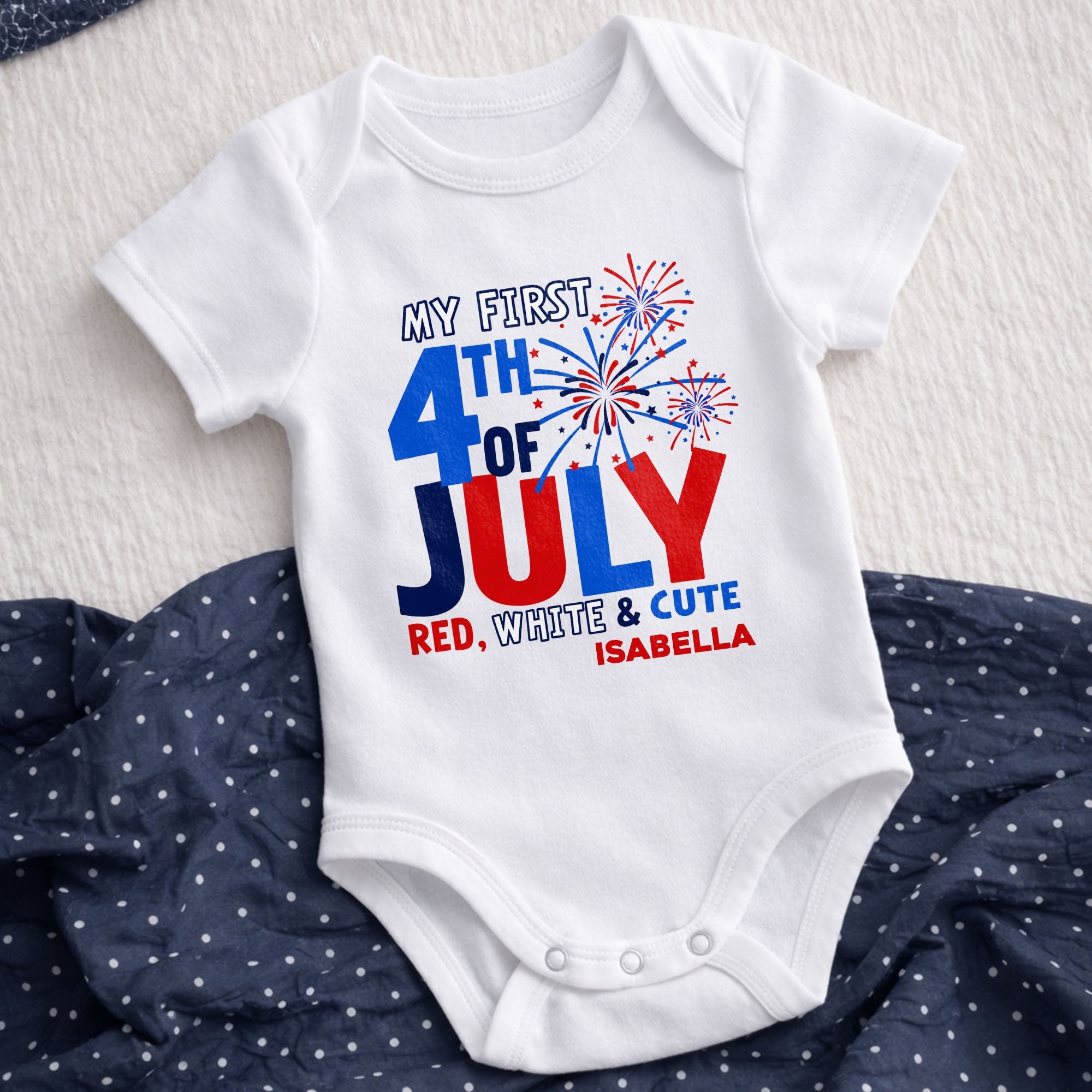 Personalized Baby Onesie First 4th of July Gift Custom Name Baby Onesie GradoCreations